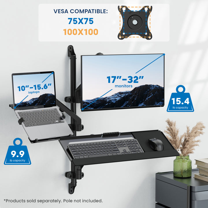 Counterbalance Laptop Arm for Wall and Pole Mounting