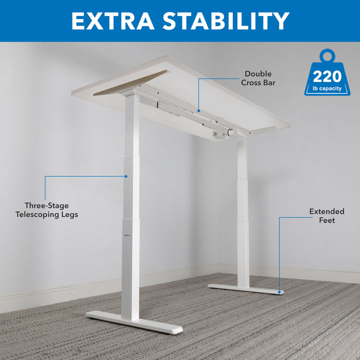 Ultimate Dual Motor Electric Standing Desk with 48" Tabletop - White Base