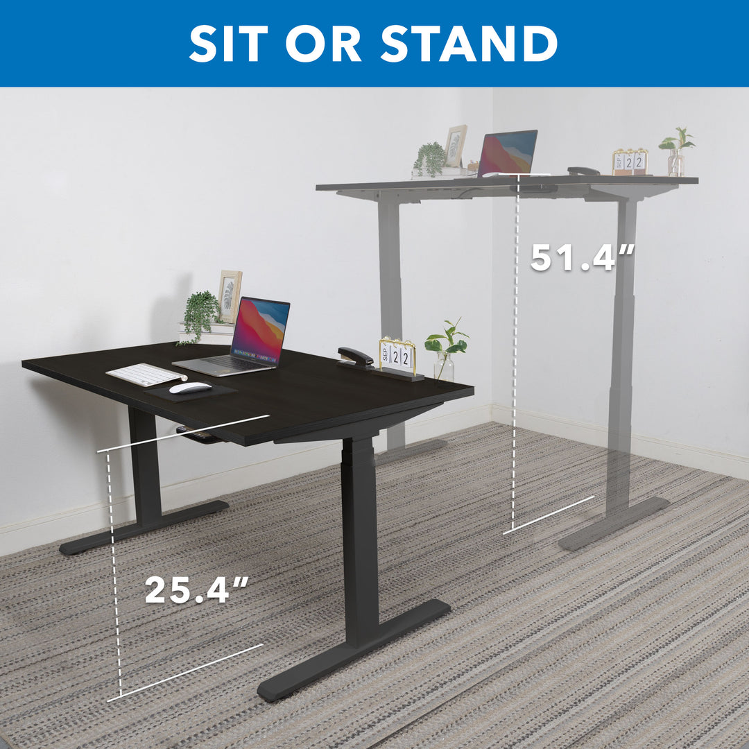 Ultimate Dual Motor Electric Standing Desk with 55" Tabletop - Black Base