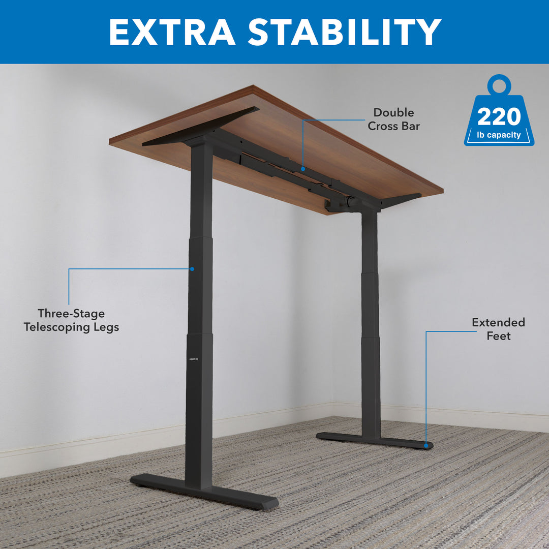 Ultimate Dual Motor Electric Standing Desk with 55" Tabletop - Black Base