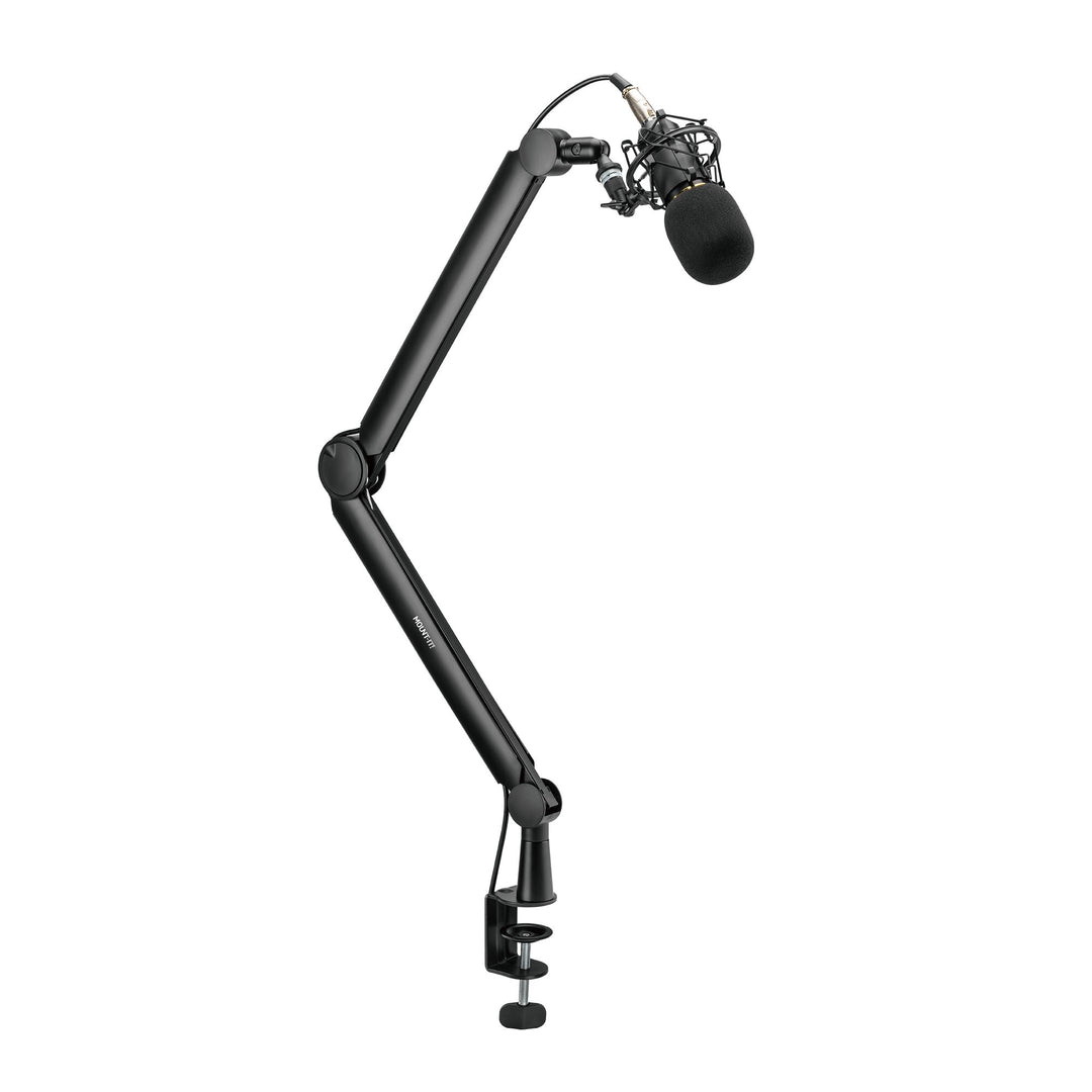 a boom arm with a microphone
