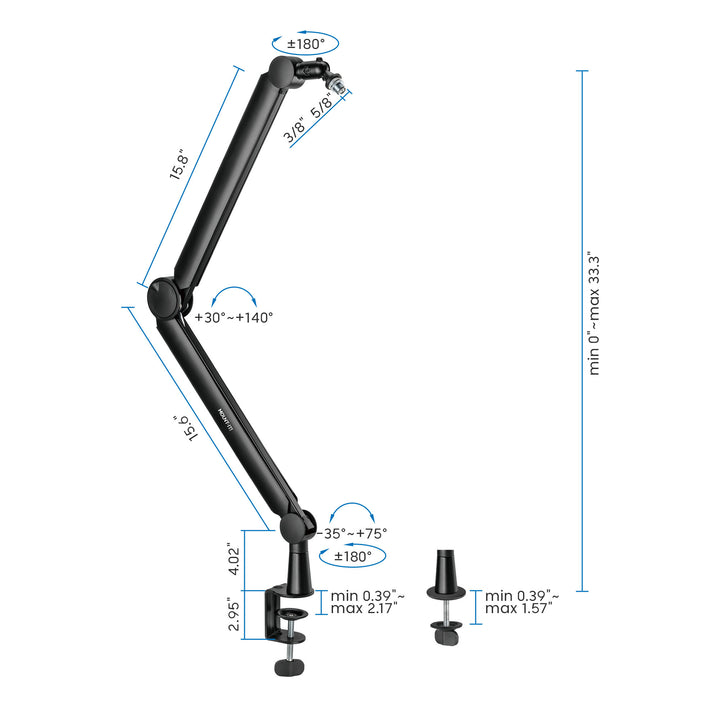 a drawing of the arm of a microphone boom arm