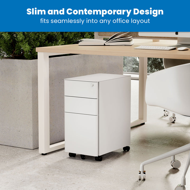 Slim Rolling File Cabinet with 3 Drawers