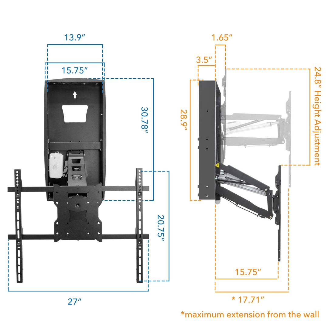 Motorized Fireplace TV Mount With Recessed Base