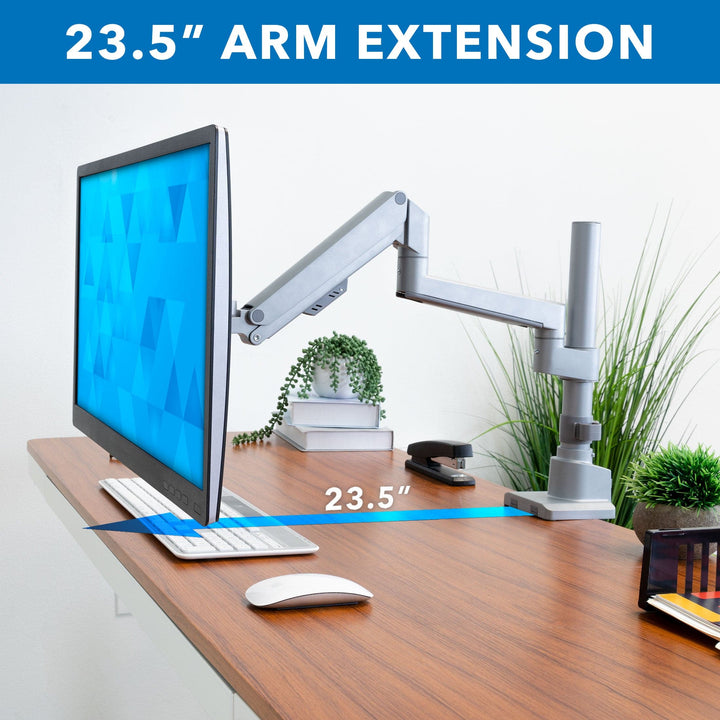 Full Motion Single Monitor Desk Mount, Height Adjustable with Gas Spring Arm
