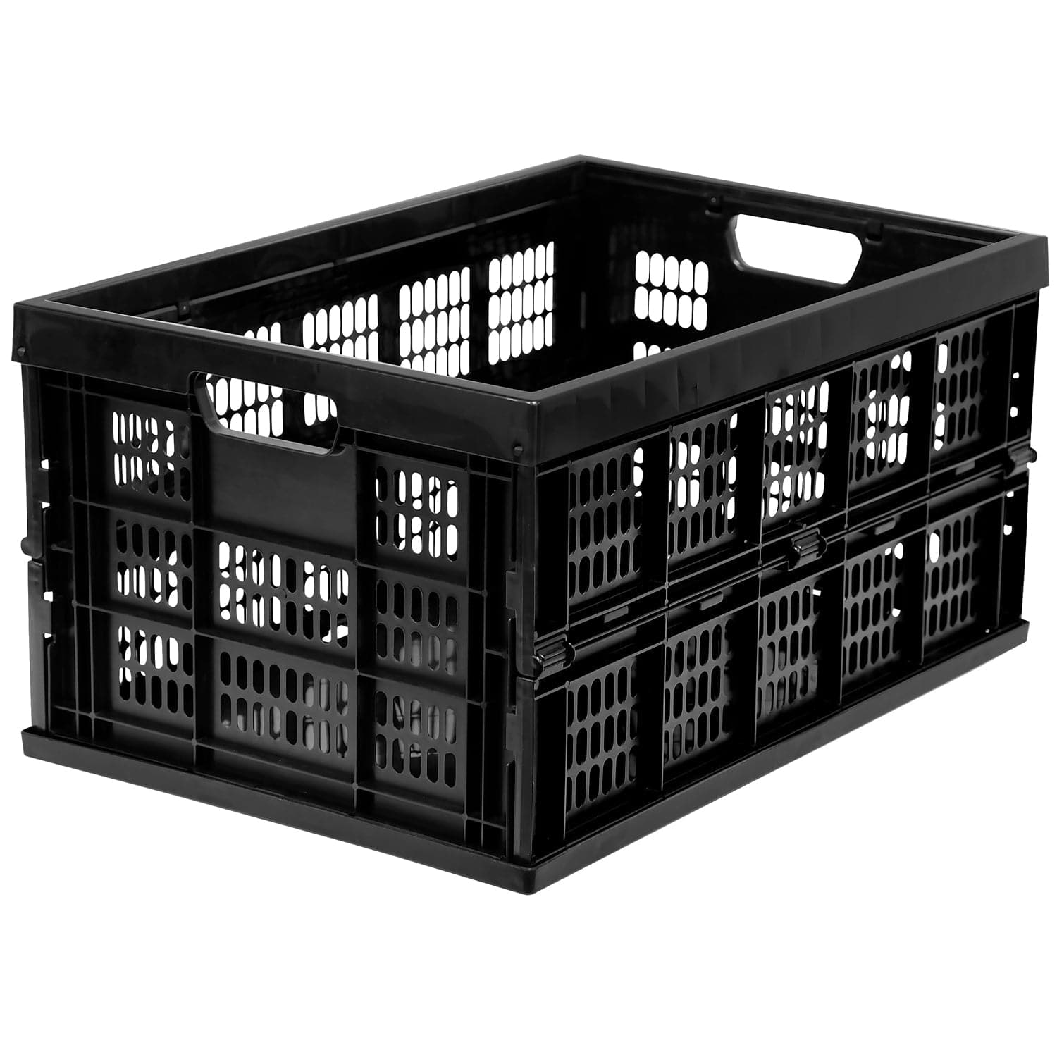 Mount-It! Collapsible Milk Crate | Set of 3, Black