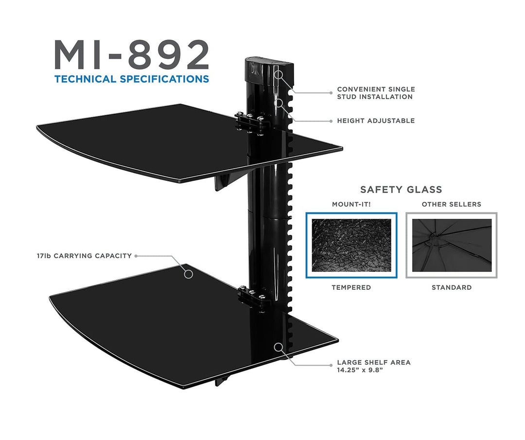 Floating Wall Mounted Dual Shelf Stand - Mount-It!