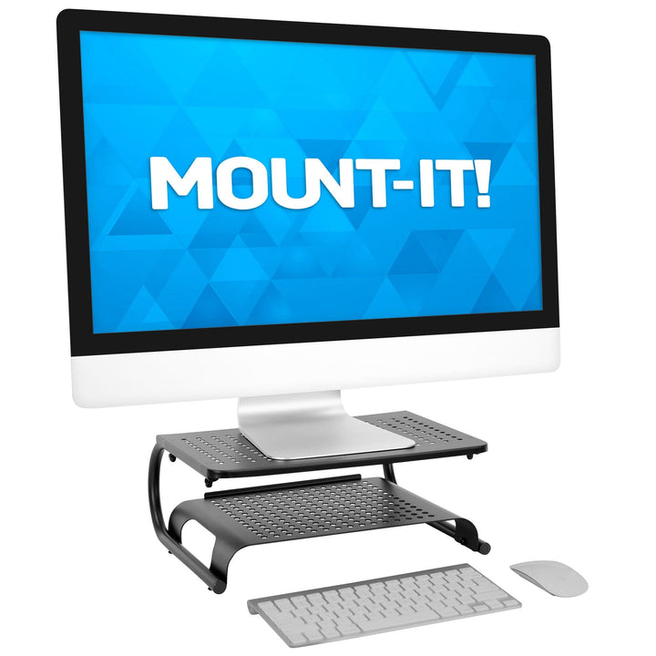 Two Tier Monitor Stand with Shelf - Mount-It!