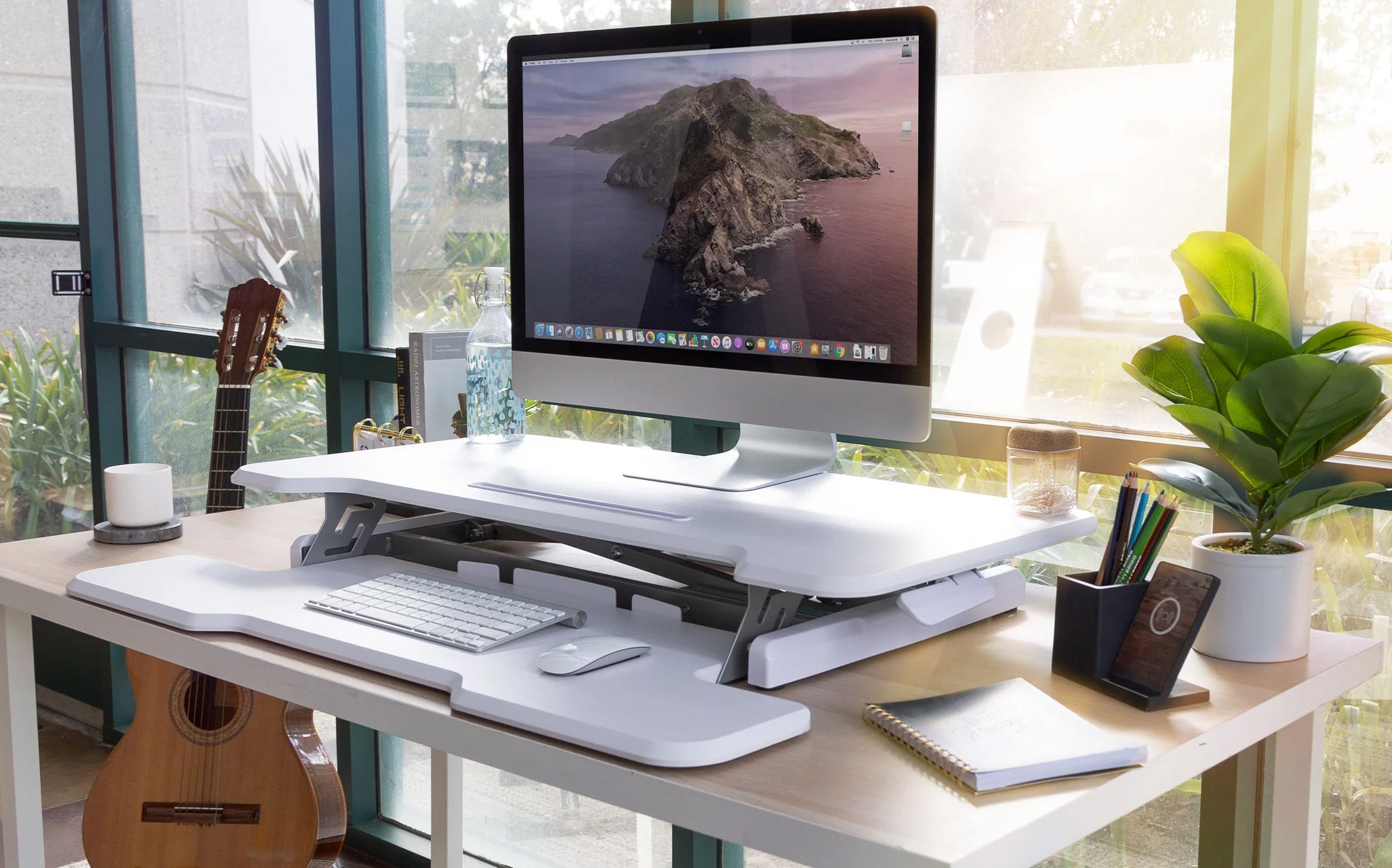 a desktop computer sitting on top of a desk