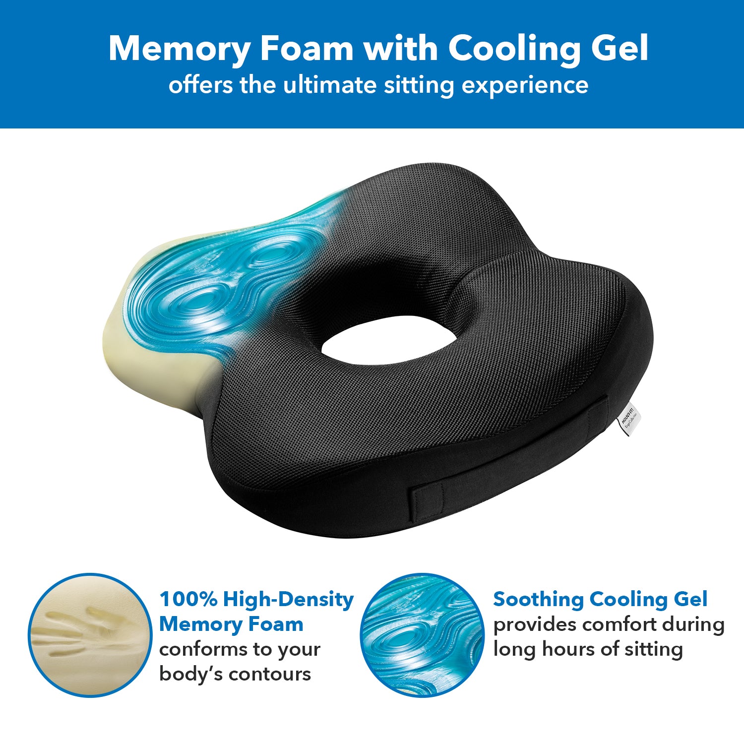 Cooling Memory Foam Donut Pillow Gel Cushion - Easy Comforts