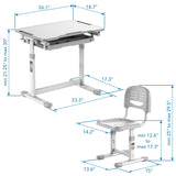 Kids Desk and Chair Set for Ages 3-10