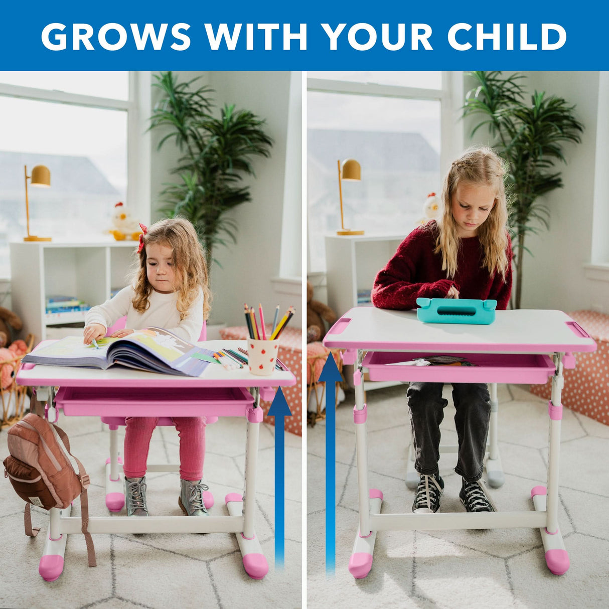 Kids Desk and Chair Set for Ages 3-10