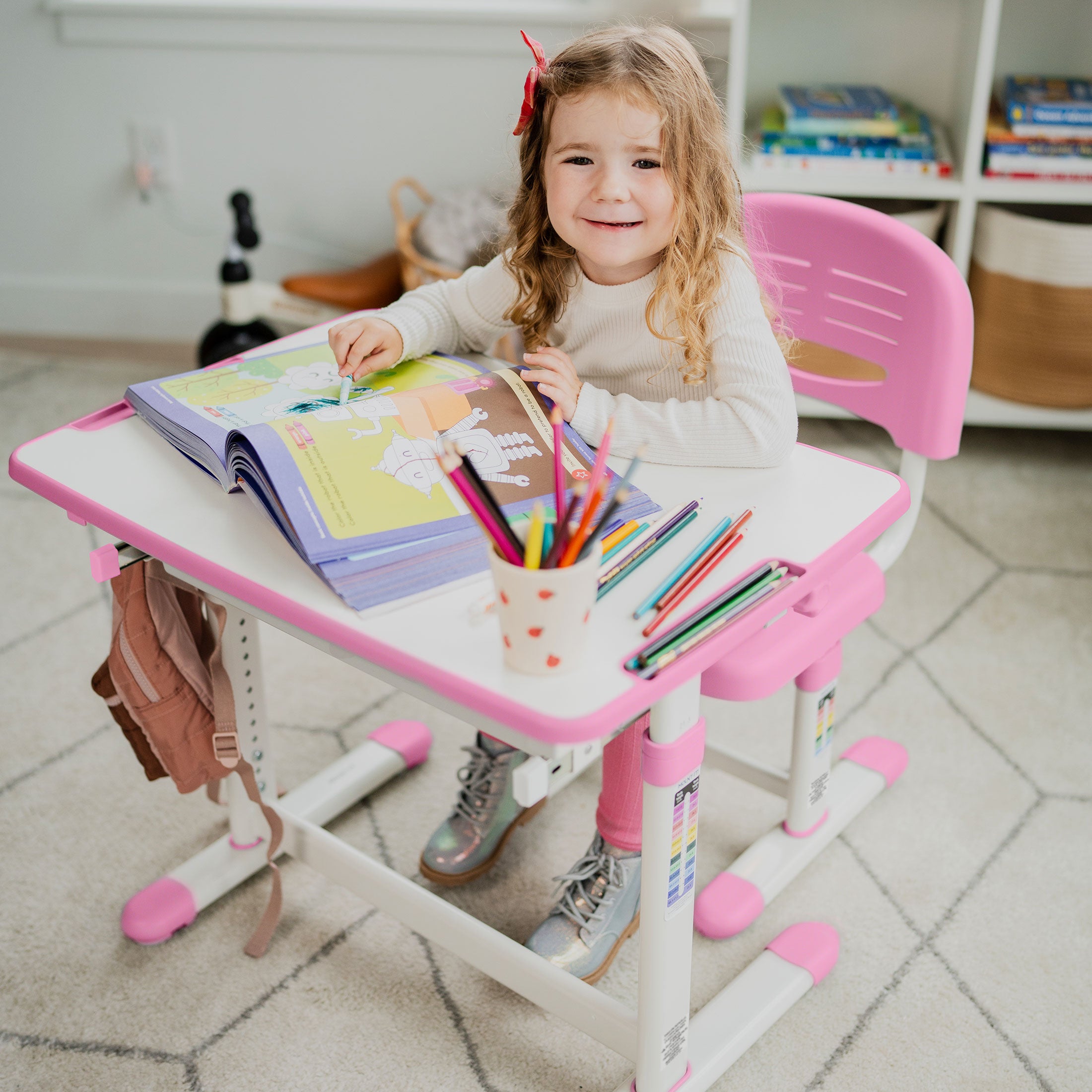 Kids Desk and Chair Set for Ages 3-10