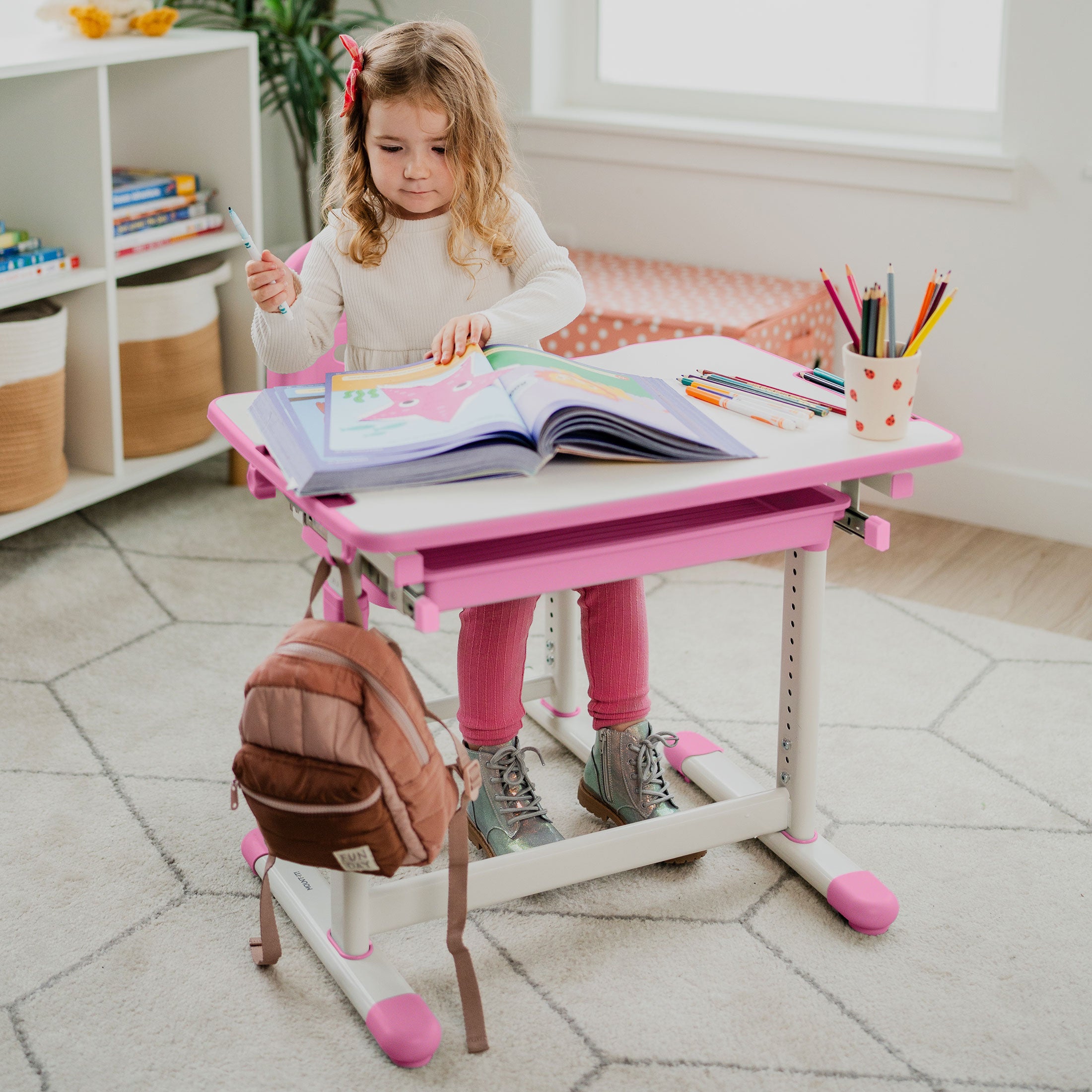 Kids Desk and Chair Set for Ages 3-10