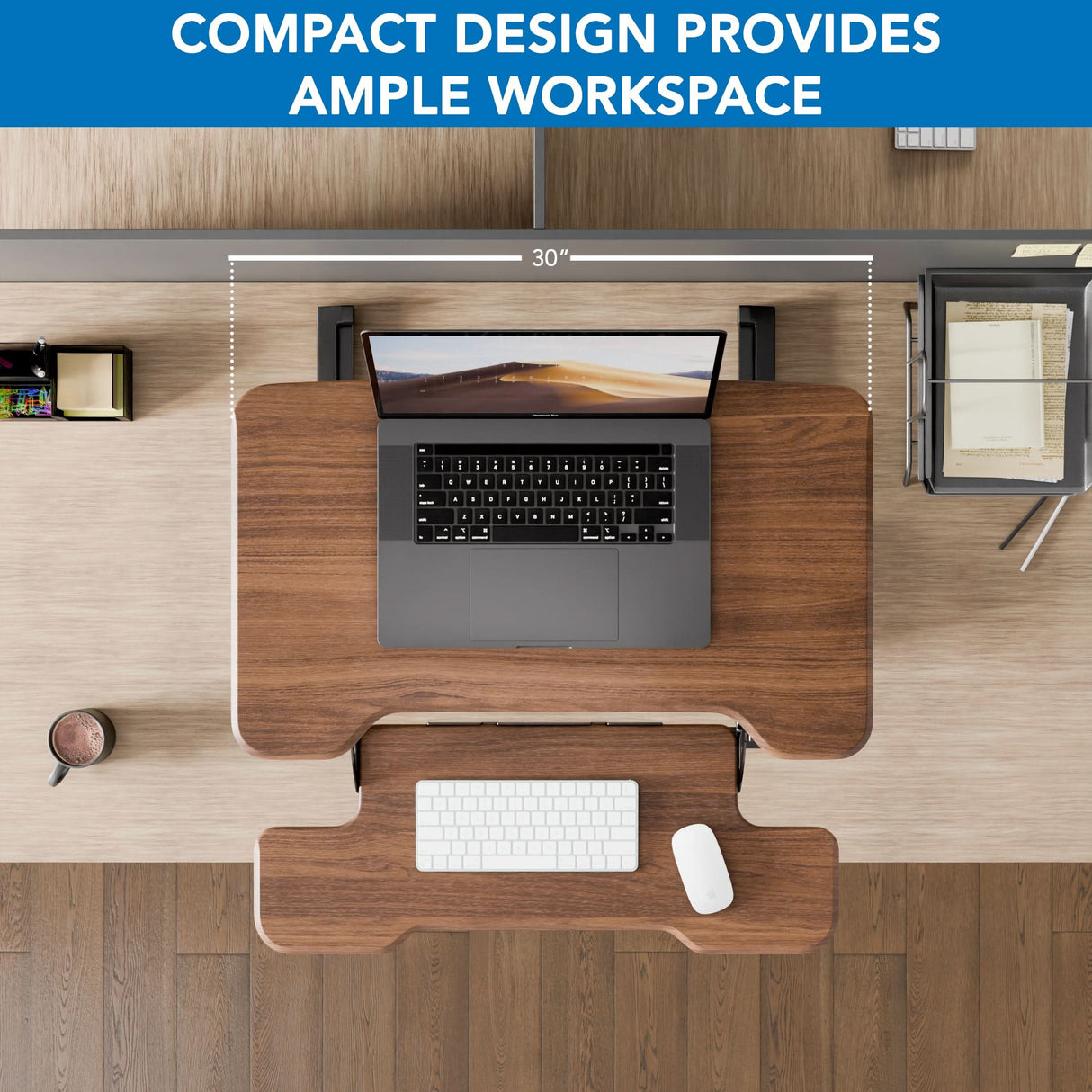 Compact Standing Desk Converter with 30" Desktop