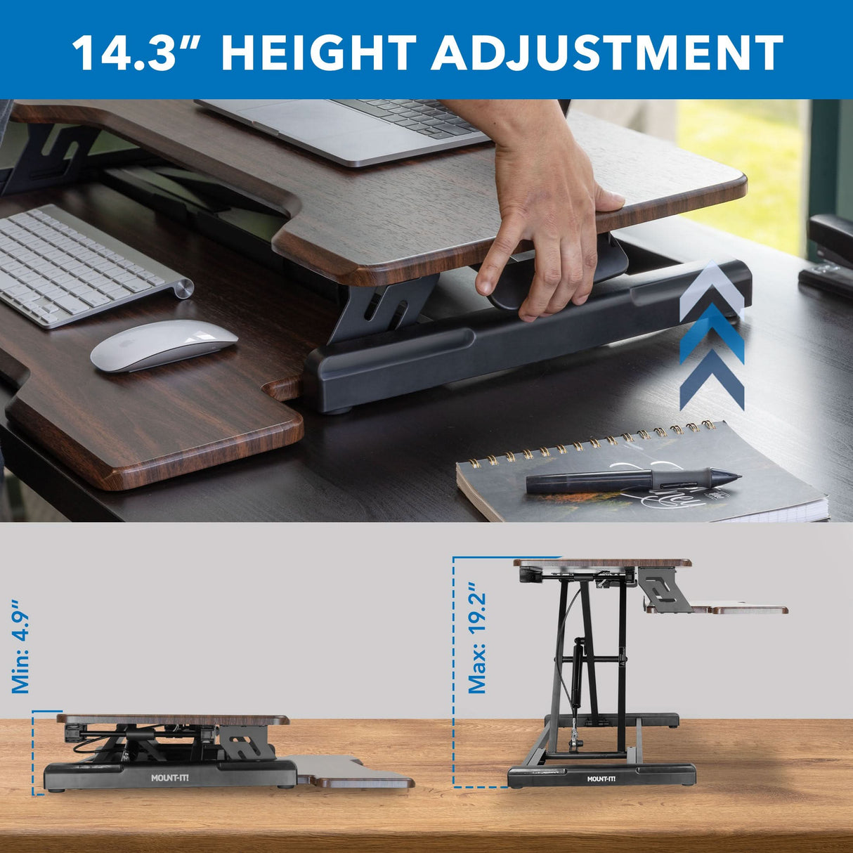 Compact Standing Desk Converter with 30" Desktop