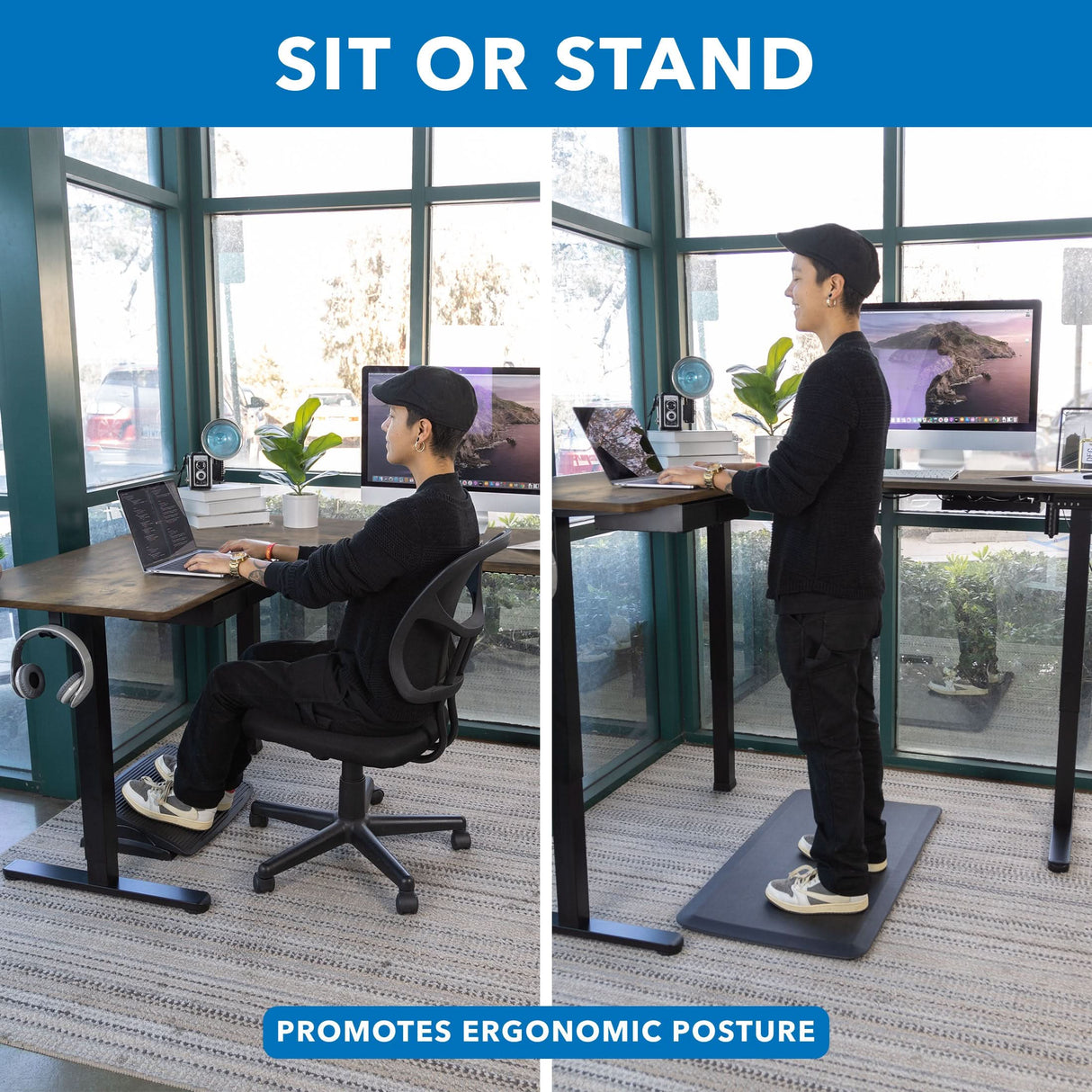 Large Electric Height Adjustable Corner Standing Desk