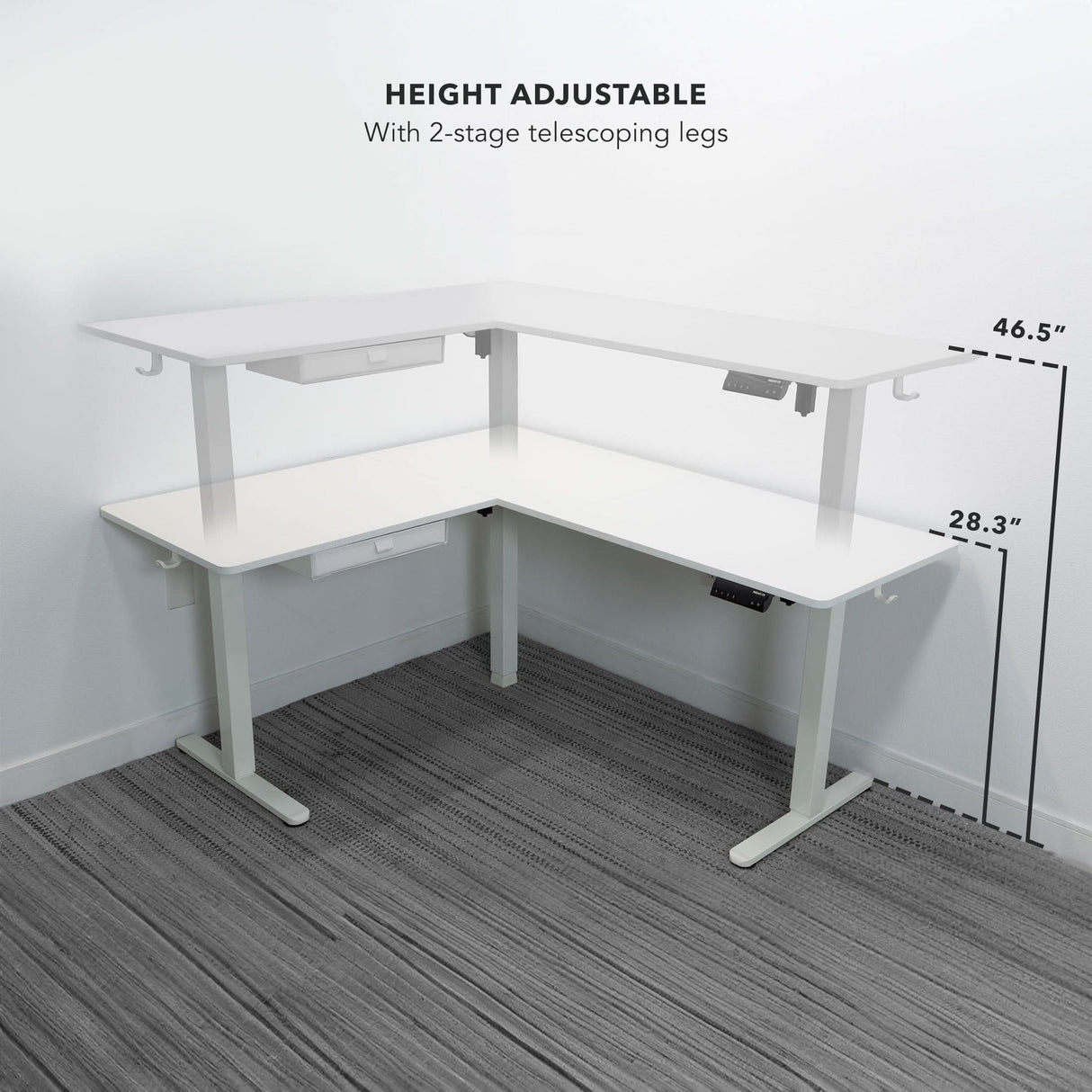 Large Electric Height Adjustable Corner Standing Desk