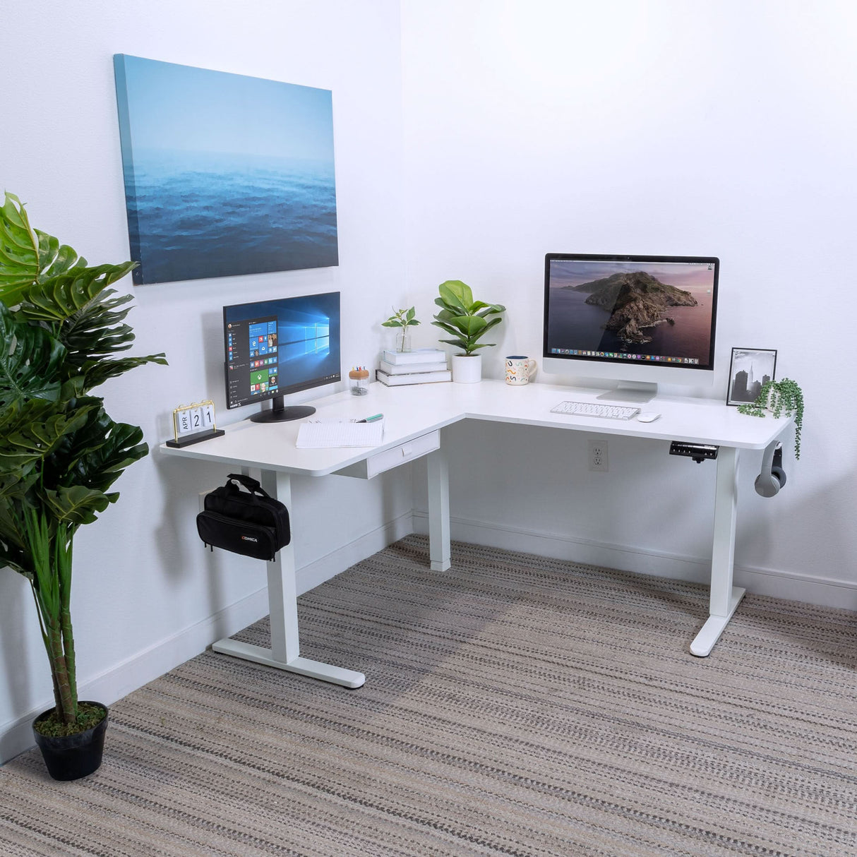 Large Electric Height Adjustable Corner Standing Desk