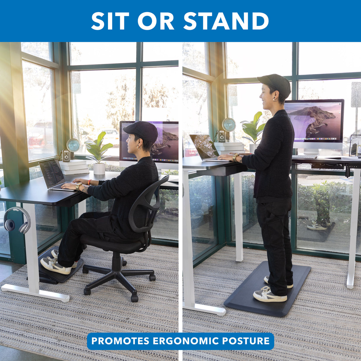 Large Electric Height Adjustable Corner Standing Desk