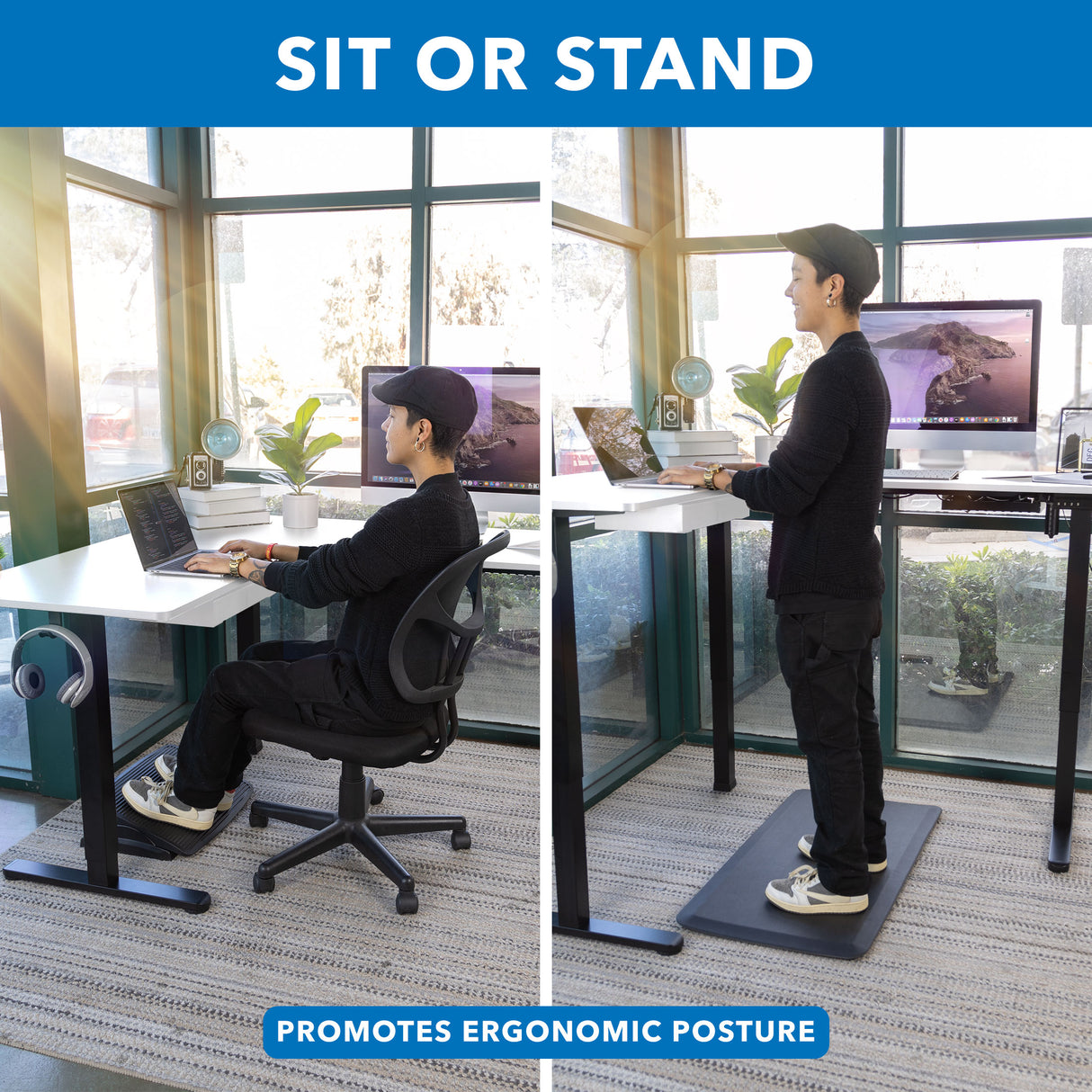 Large Electric Height Adjustable Corner Standing Desk