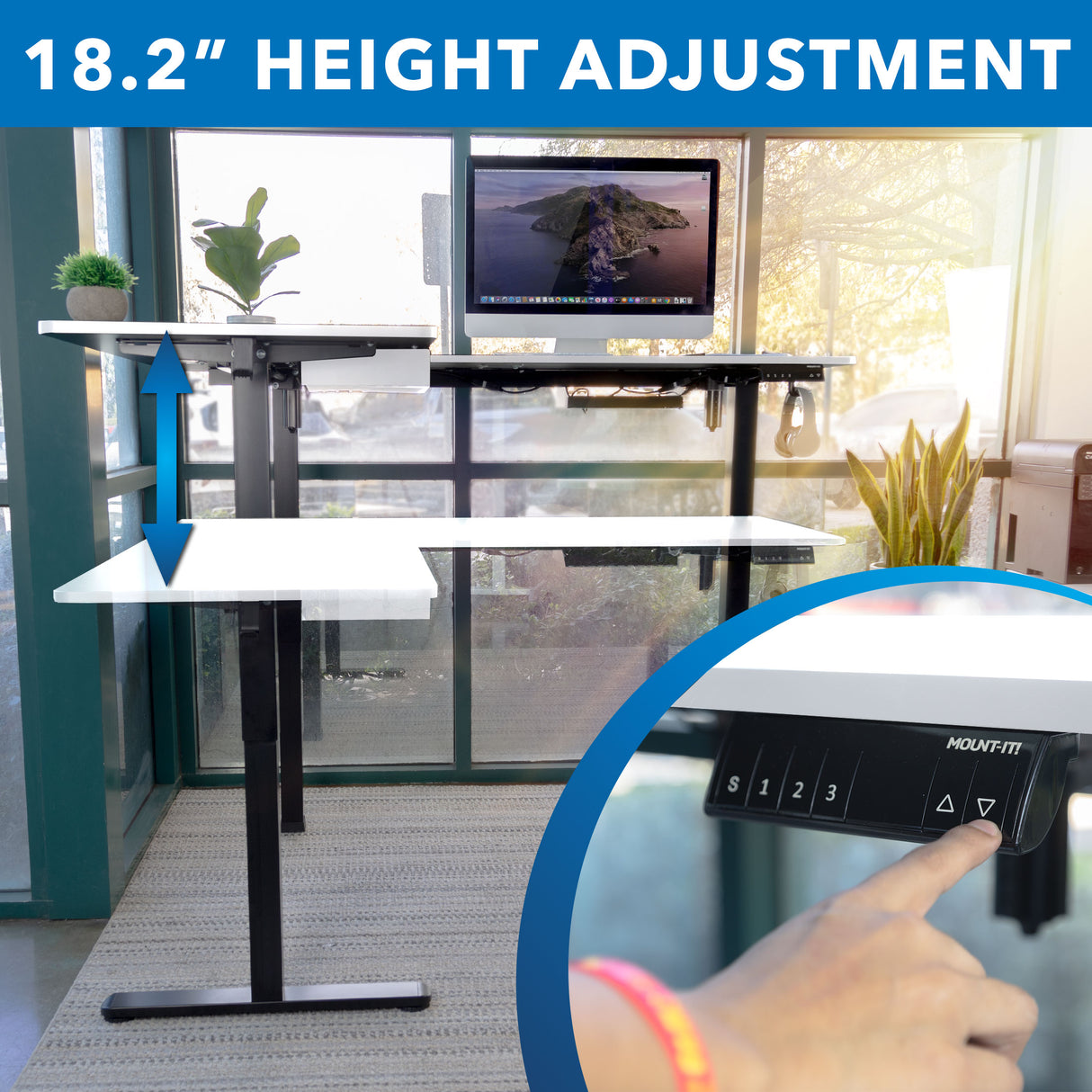 Large Electric Height Adjustable Corner Standing Desk