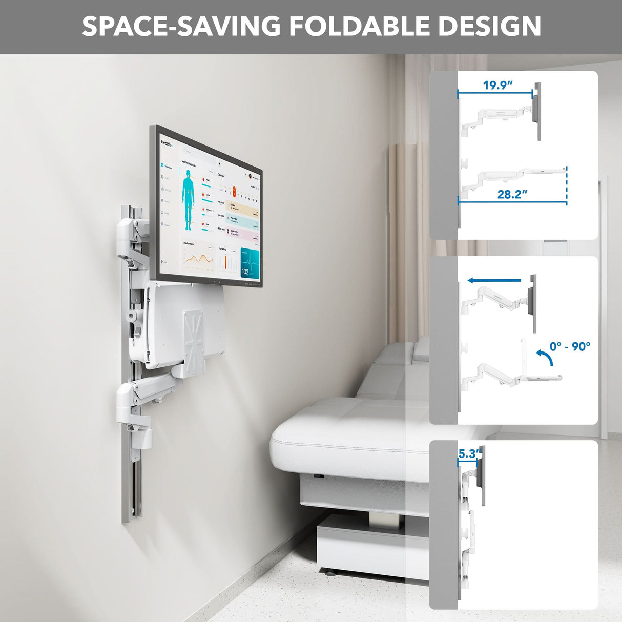 MedHub Wall Workstation with Wall Track