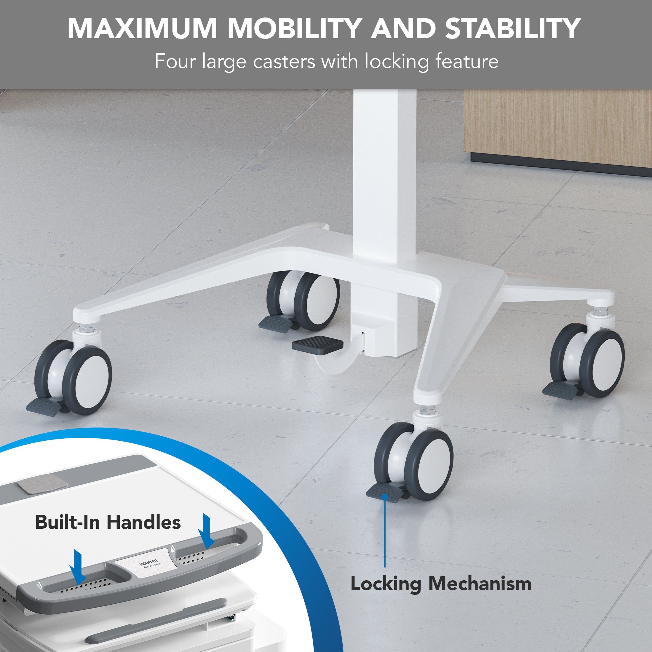 MedHub Mobile Workstation with Drawers and Laptop Arm