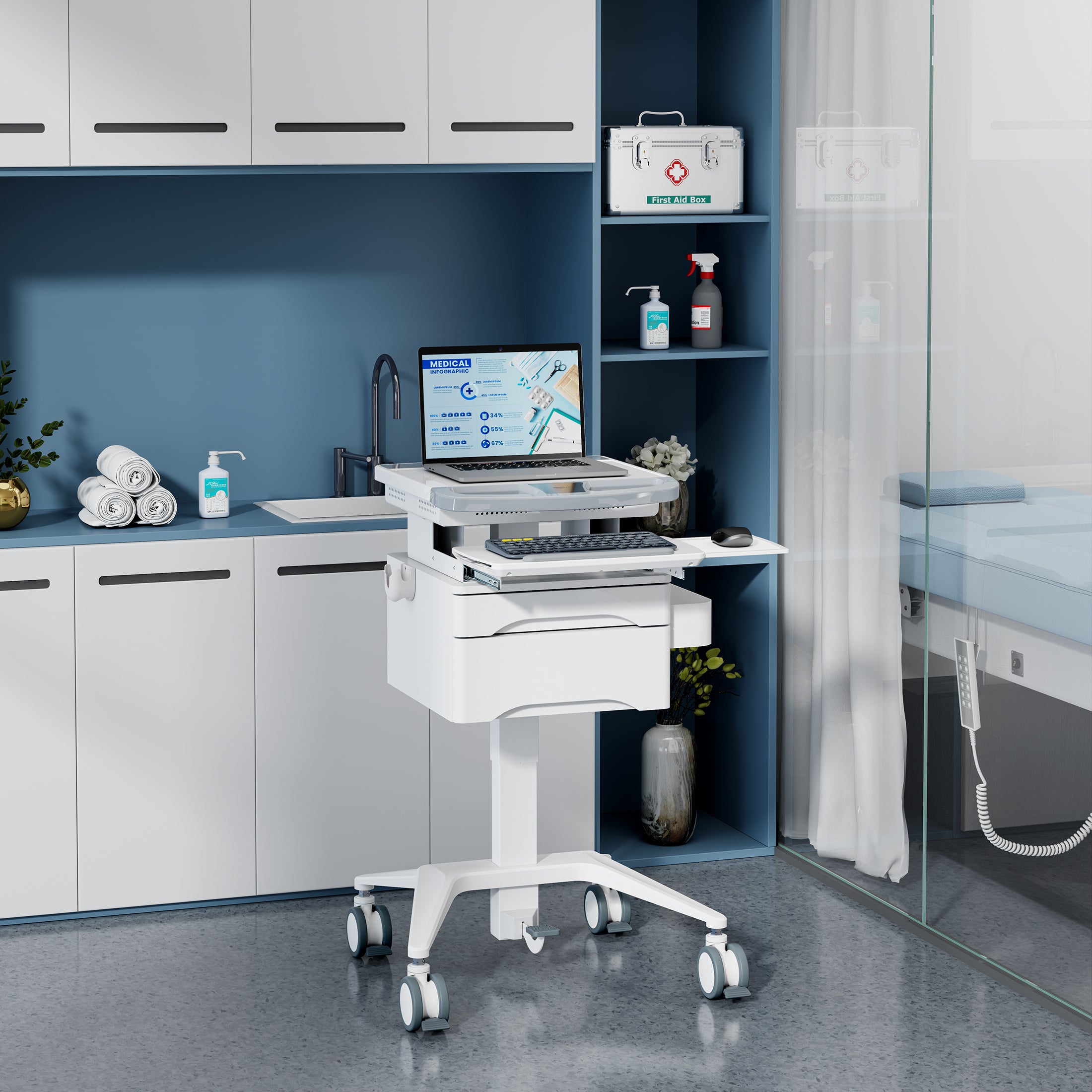 MedHub Mobile Workstation with Drawers