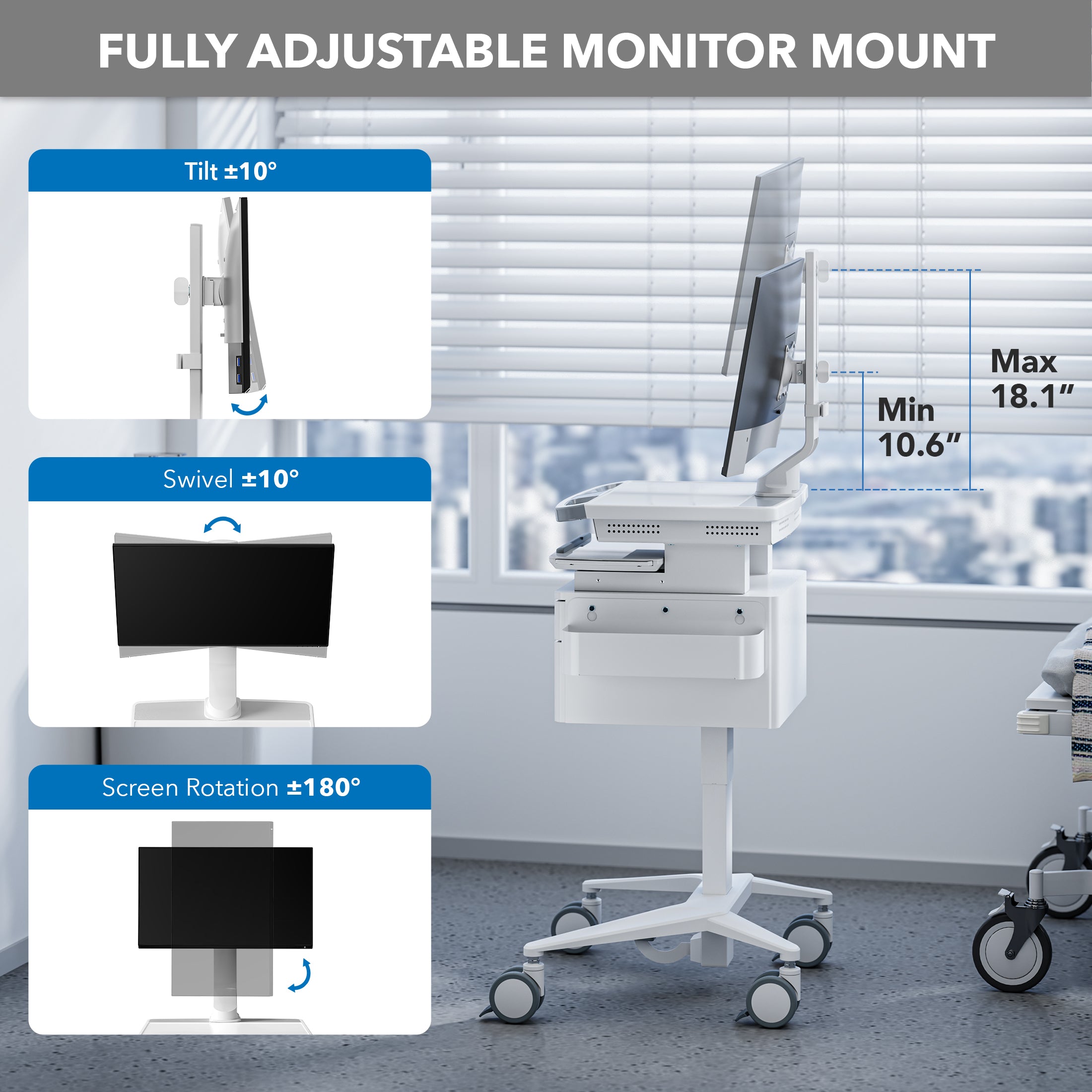 Monitor Mount for MedHub Mobile Workstations