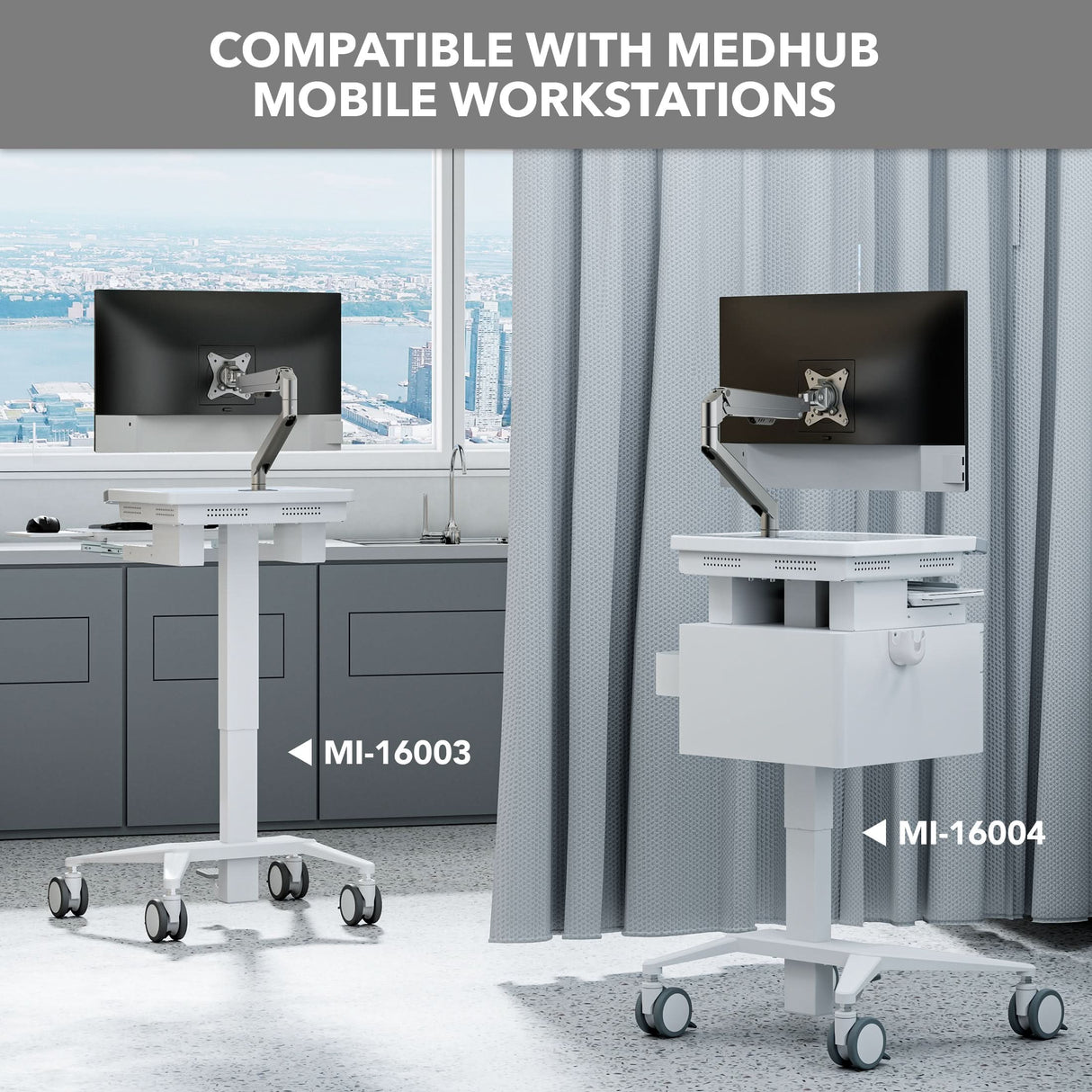 Gas Spring Monitor Arm for MedHub Mobile Workstations