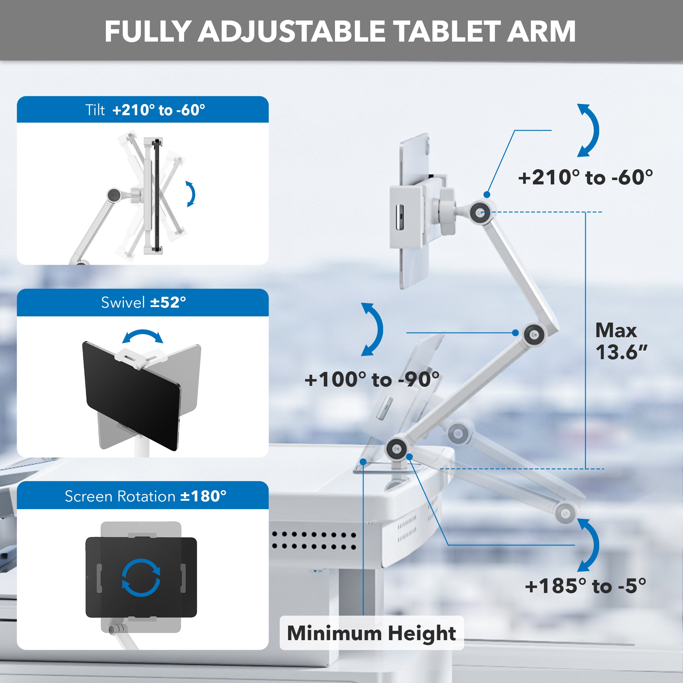 Tablet Arm for MedHub Mobile Workstations