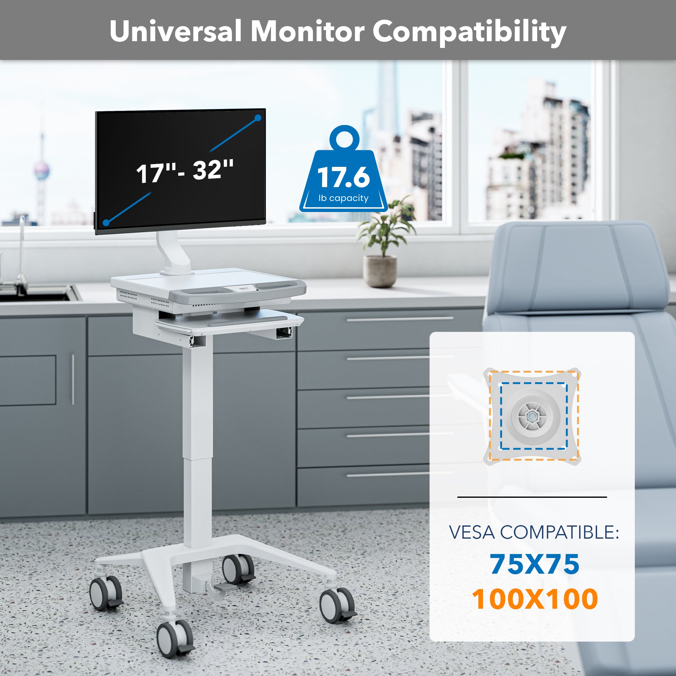 MedHub Mobile Workstation with Monitor Mount