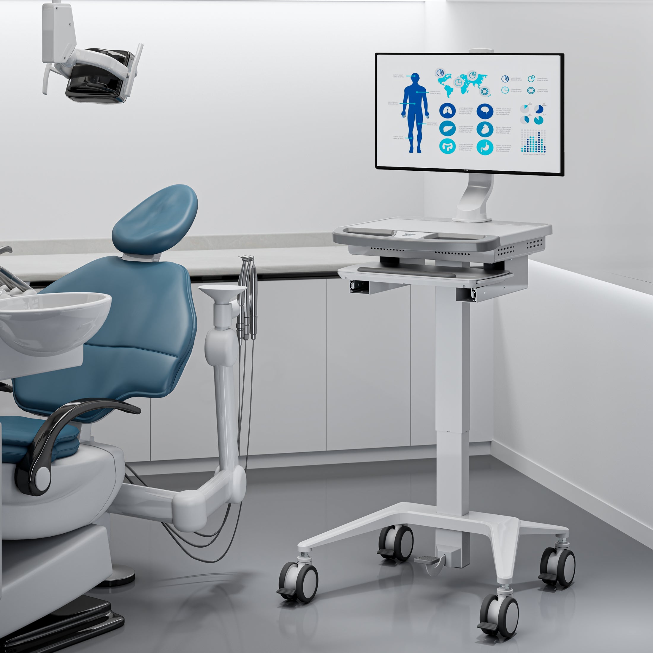 MedHub Mobile Workstation with Monitor Mount