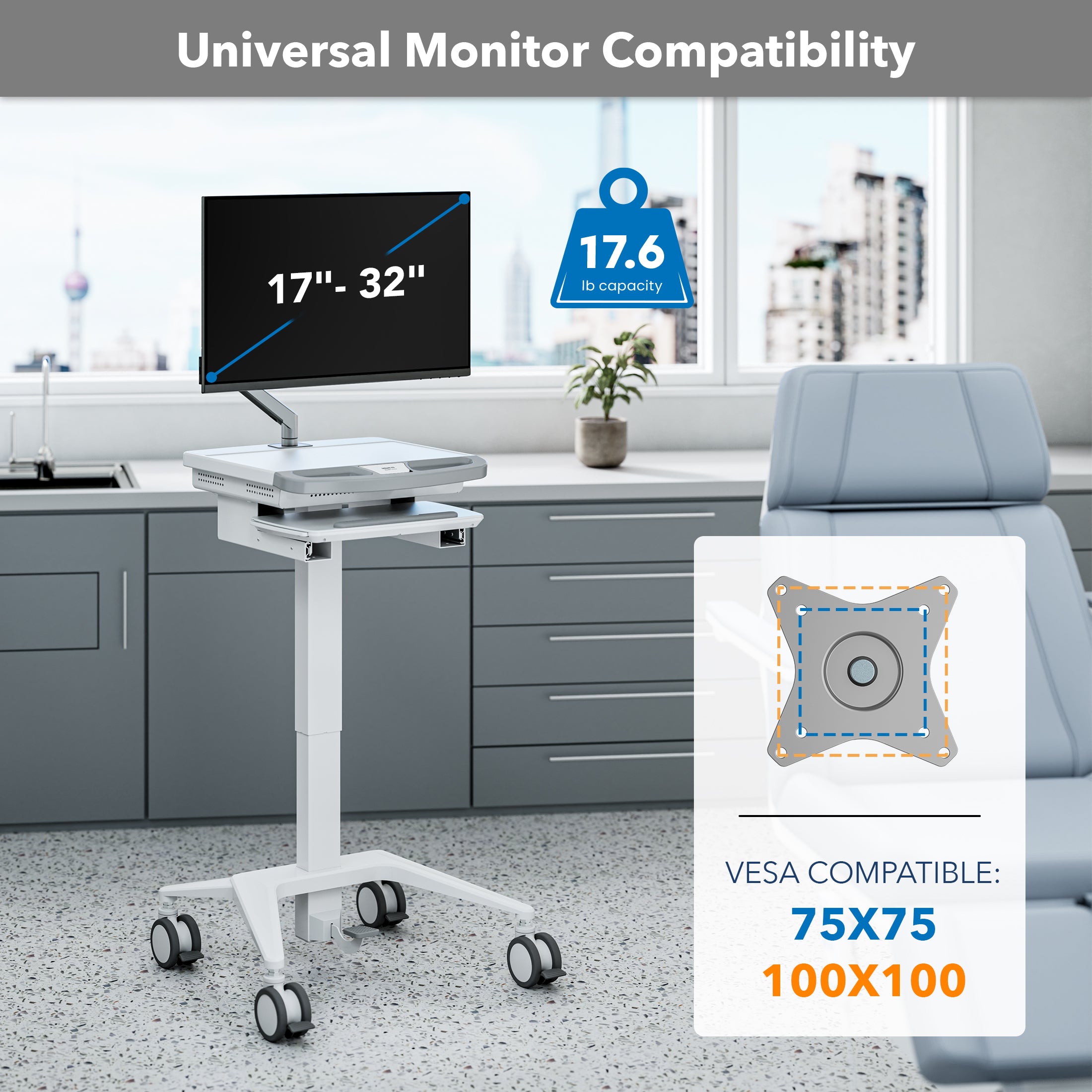 MedHub Mobile Workstation with Monitor Arm