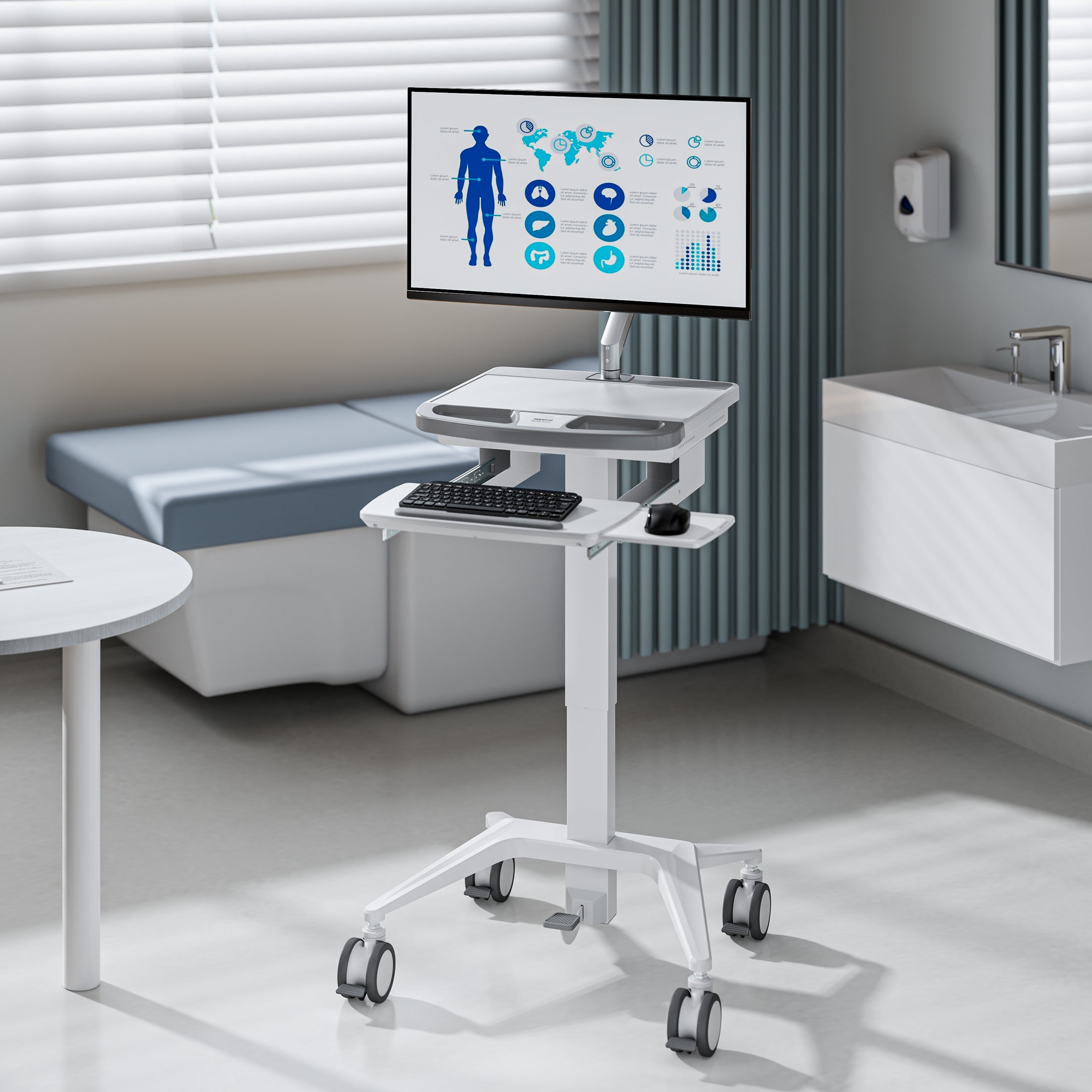 MedHub Mobile Workstation with Monitor Arm