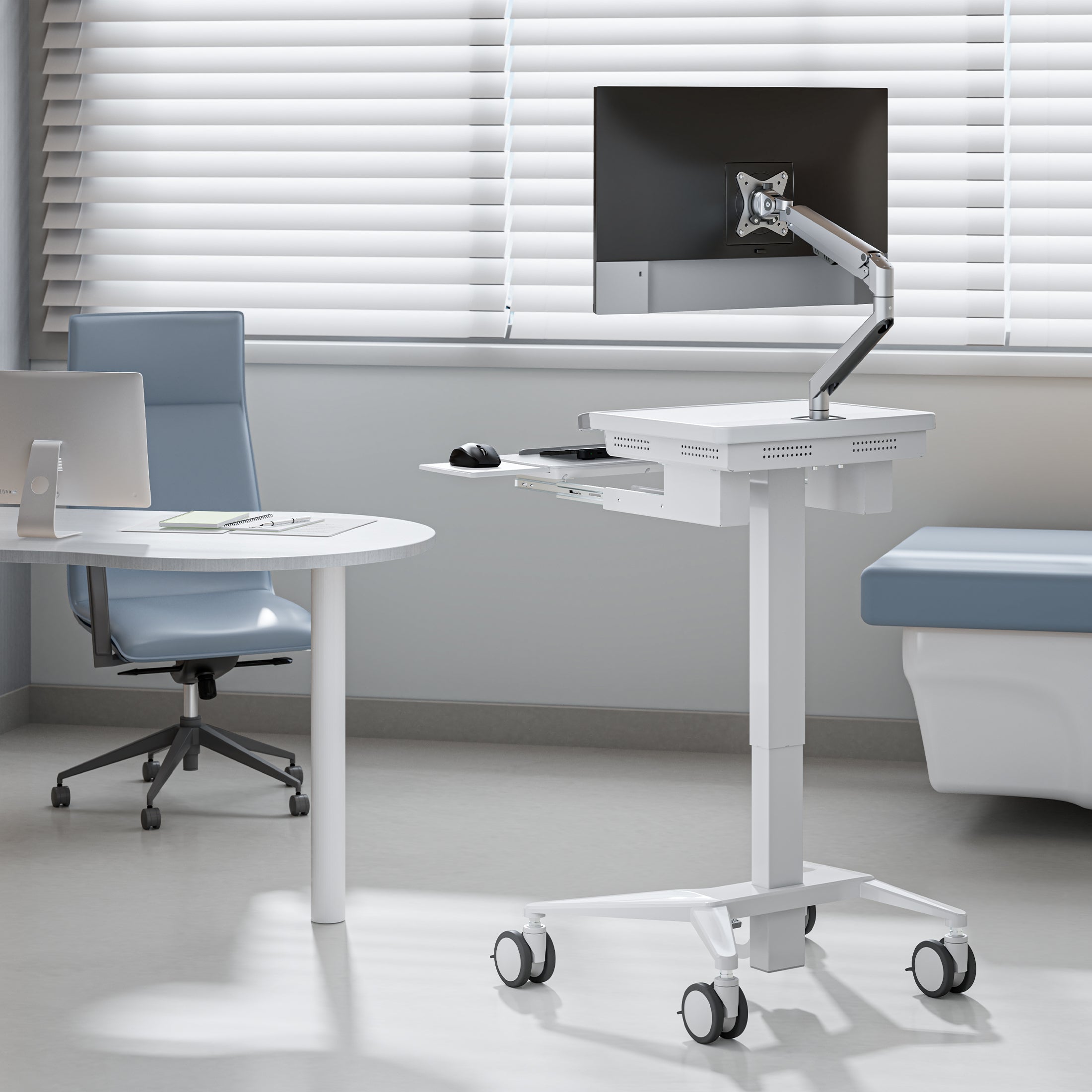 MedHub Mobile Workstation with Monitor Arm