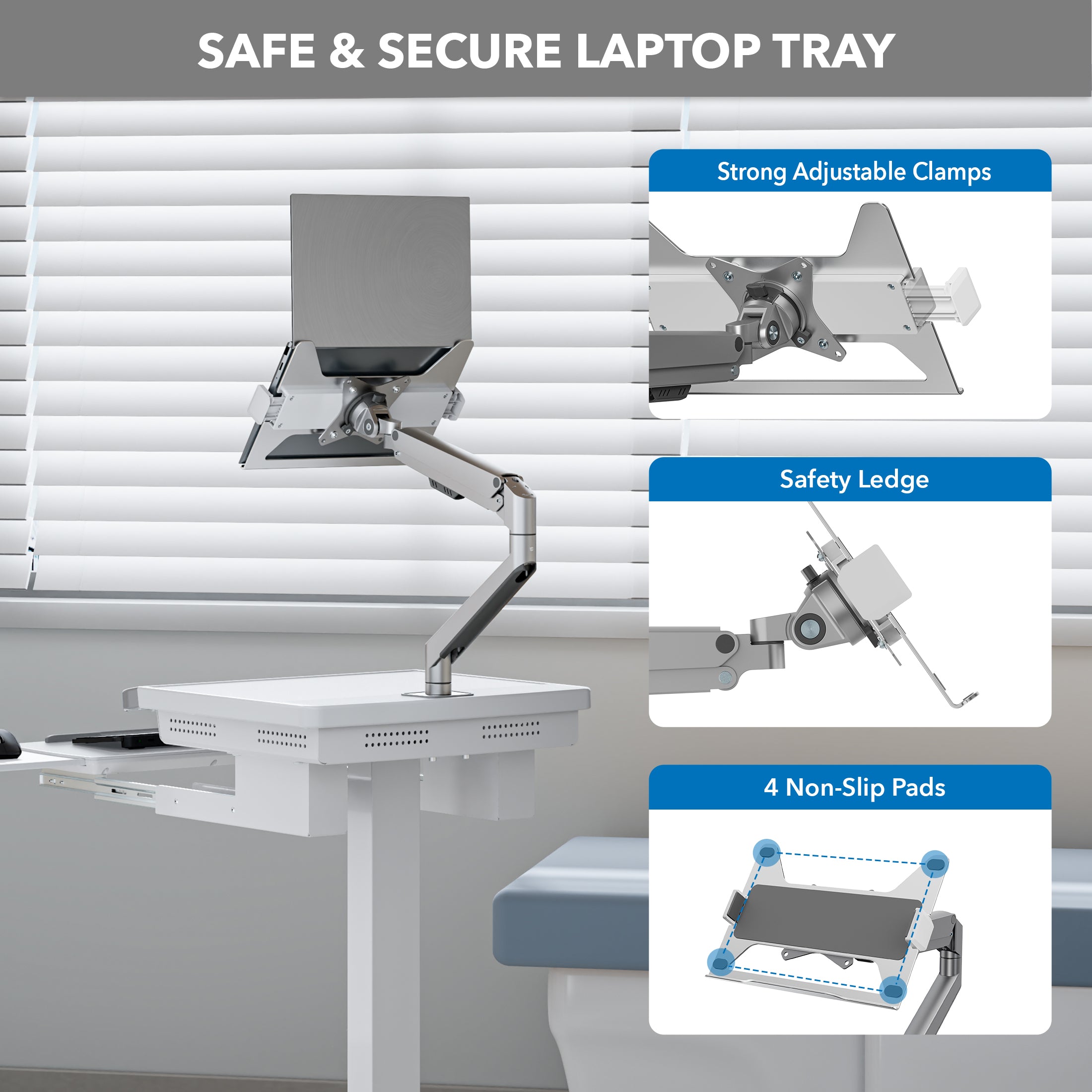 MedHub Mobile Workstation with Laptop Arm