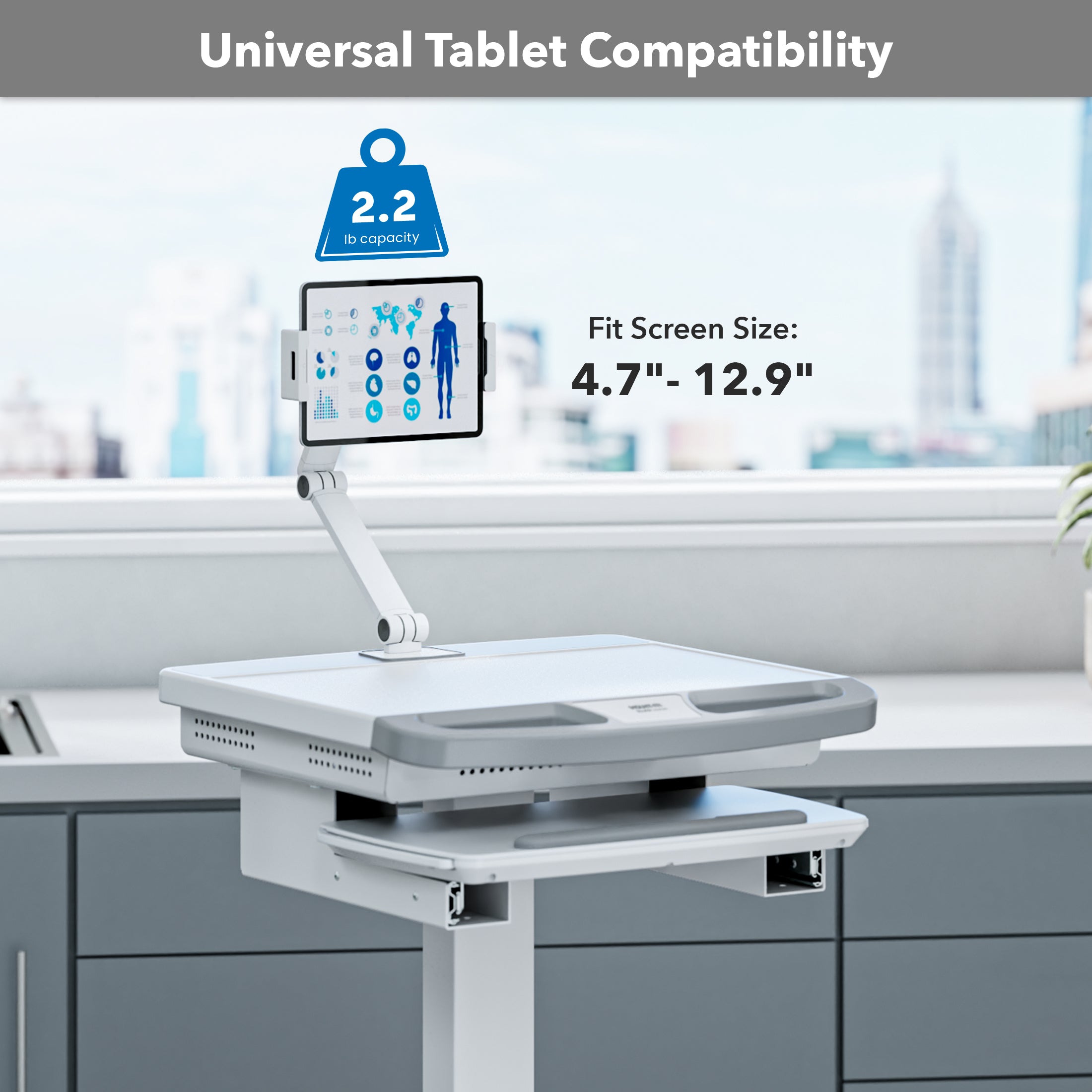 MedHub Mobile Workstation with Tablet Arm