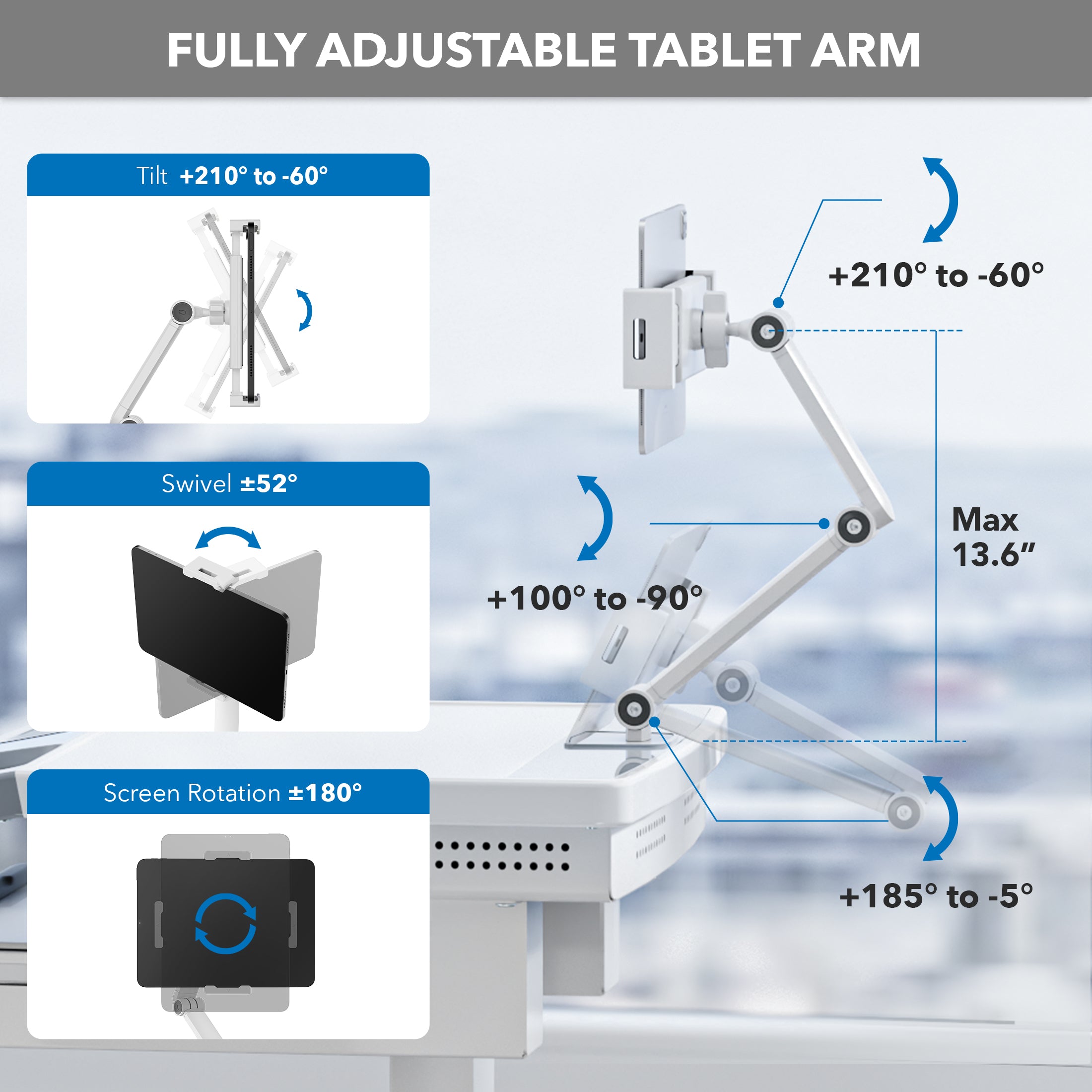 MedHub Mobile Workstation with Tablet Arm