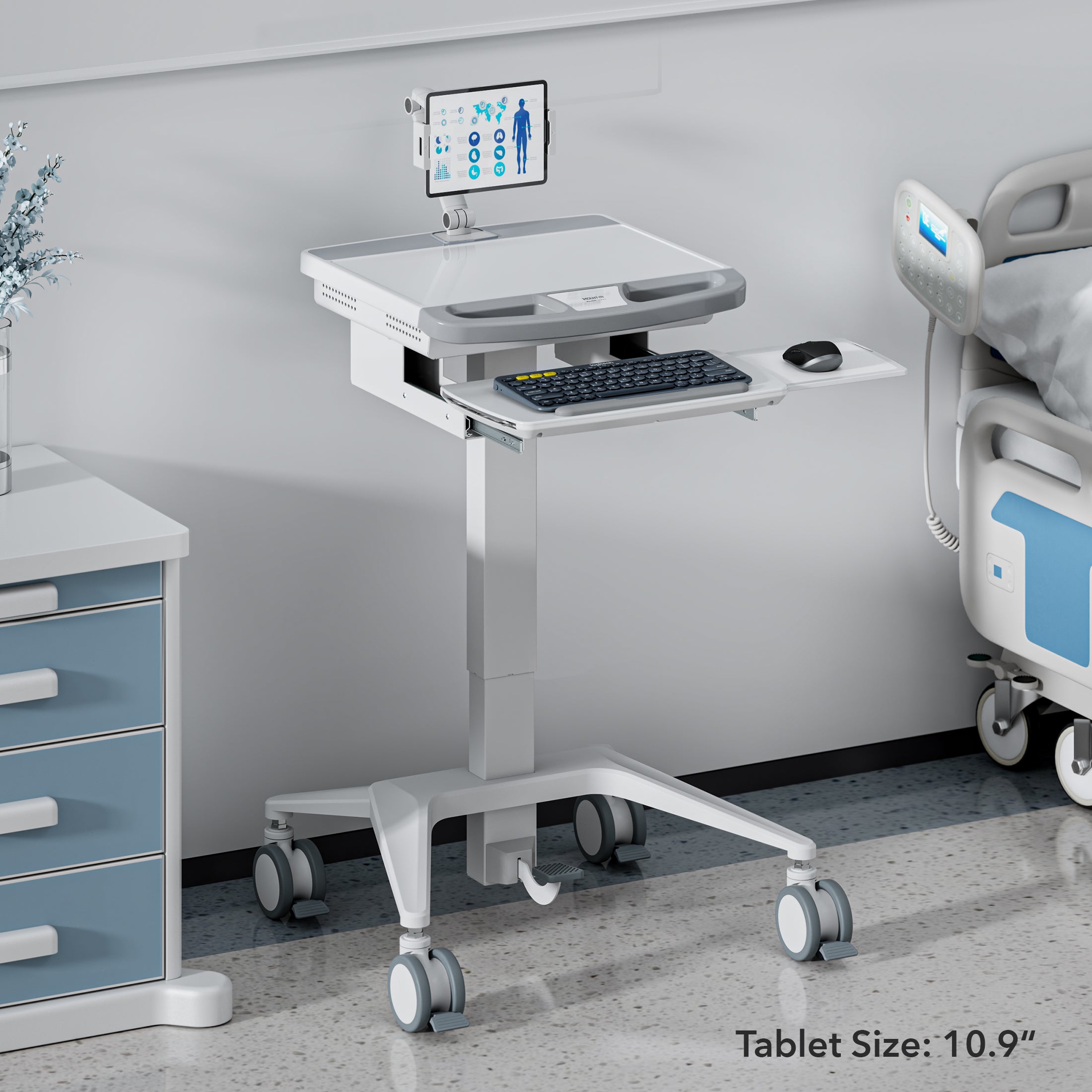 MedHub Mobile Workstation with Tablet Arm