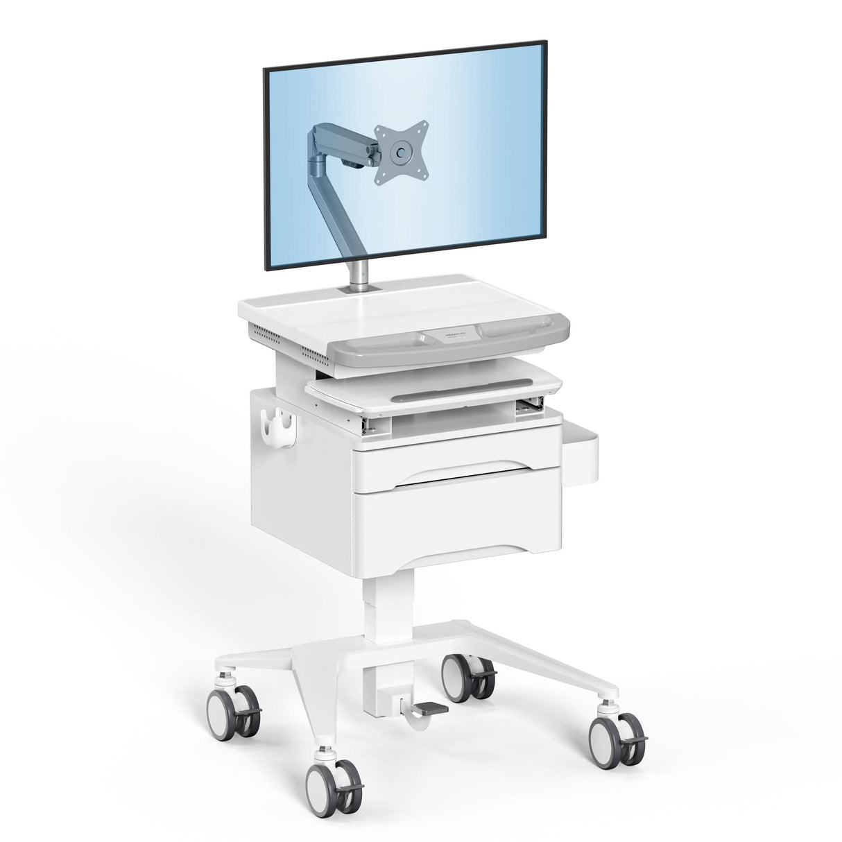 MedHub Mobile Workstation with Drawers and Monitor Arm