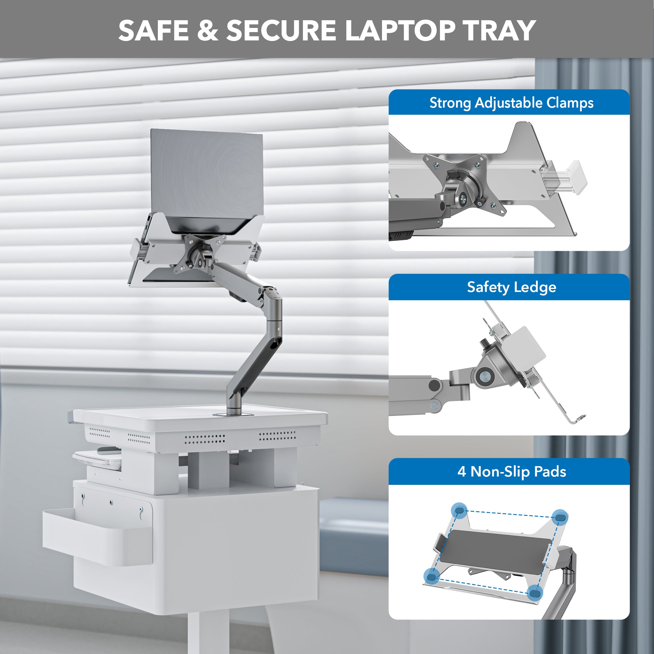 MedHub Mobile Workstation with Drawers and Laptop Arm