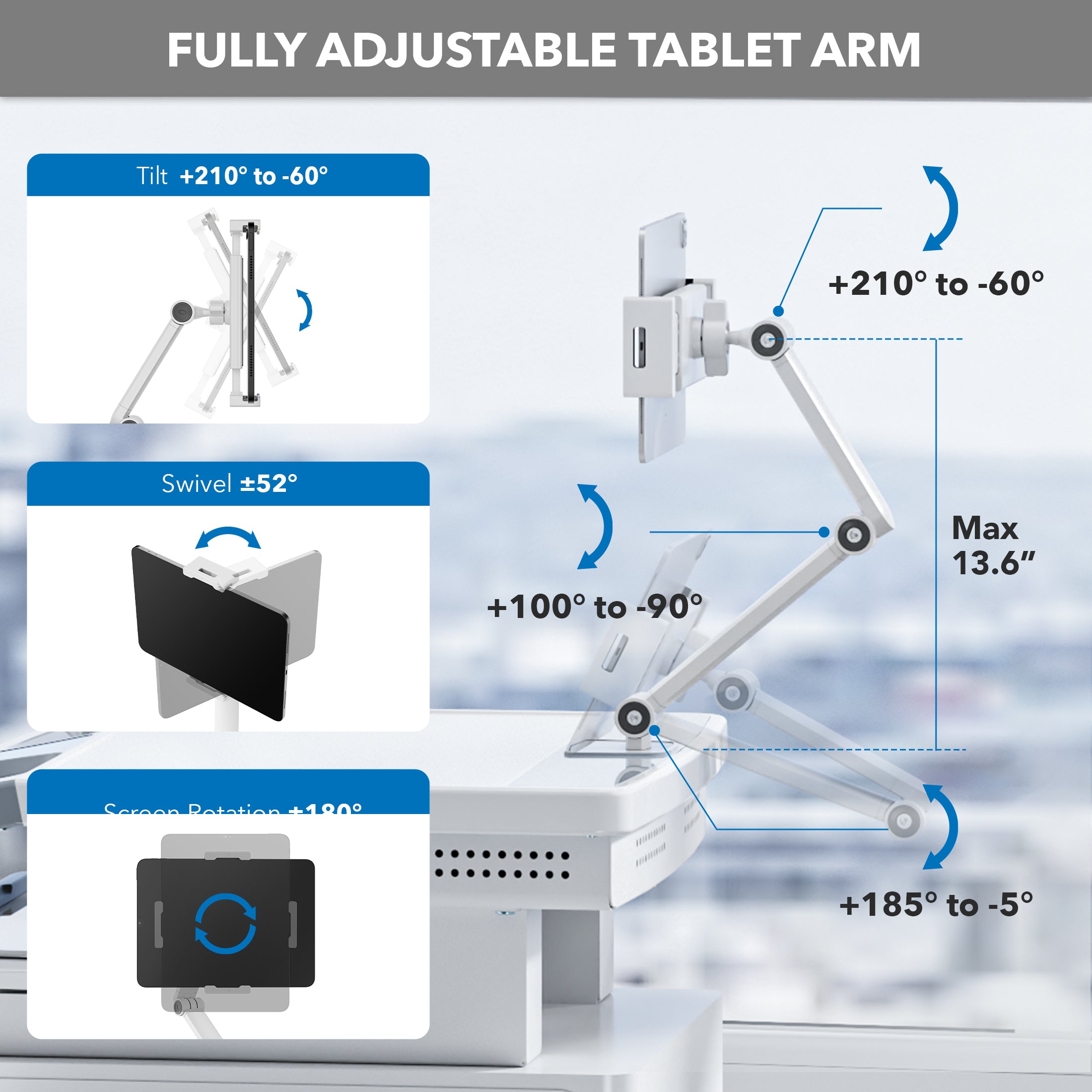 MedHub Mobile Workstation with Drawers and Tablet Arm