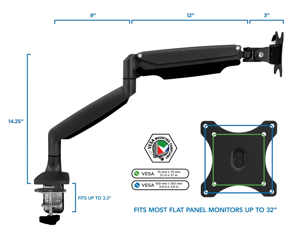 Single Monitor Mount With Gas Spring Arm