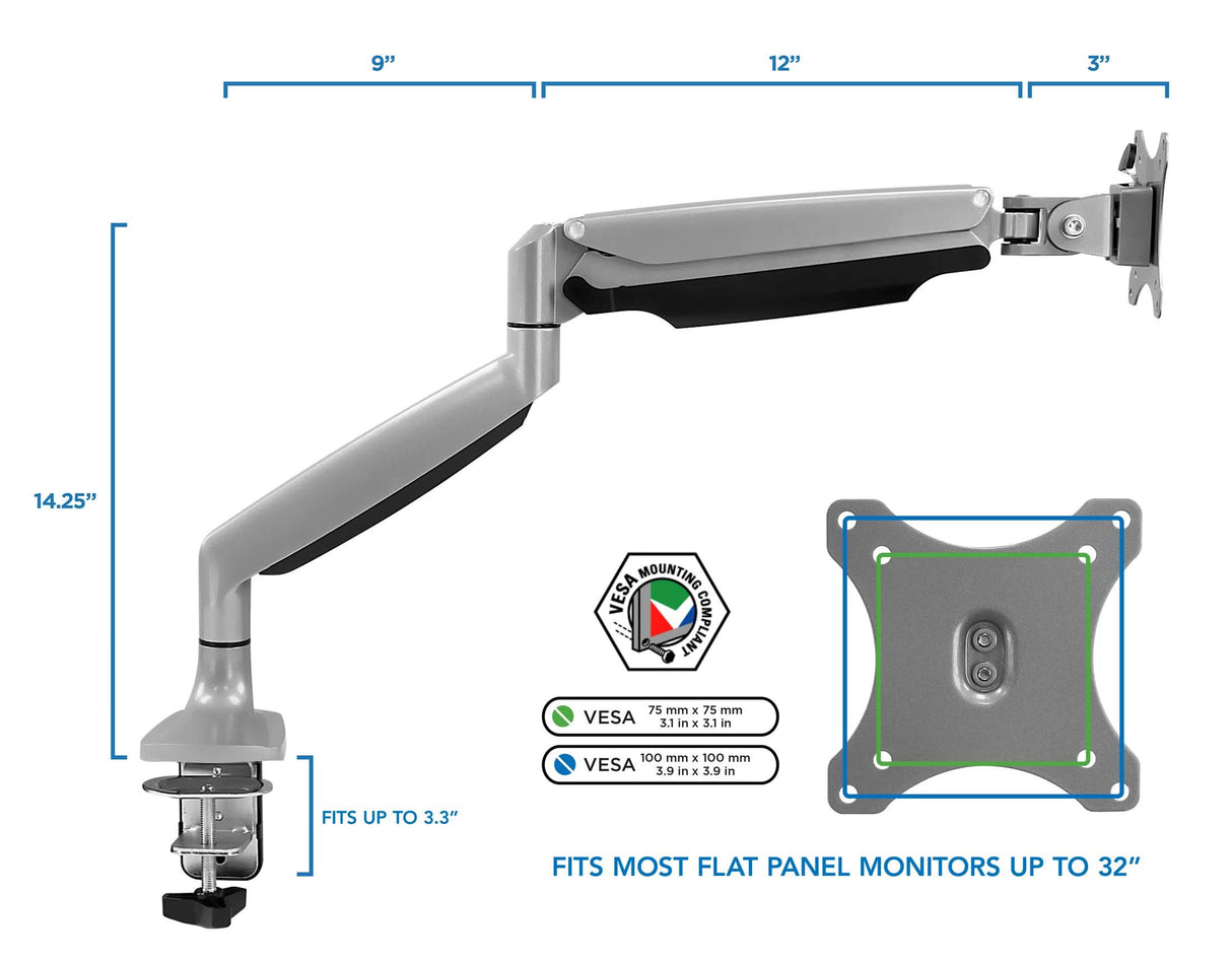 Single Monitor Mount With Gas Spring Arm