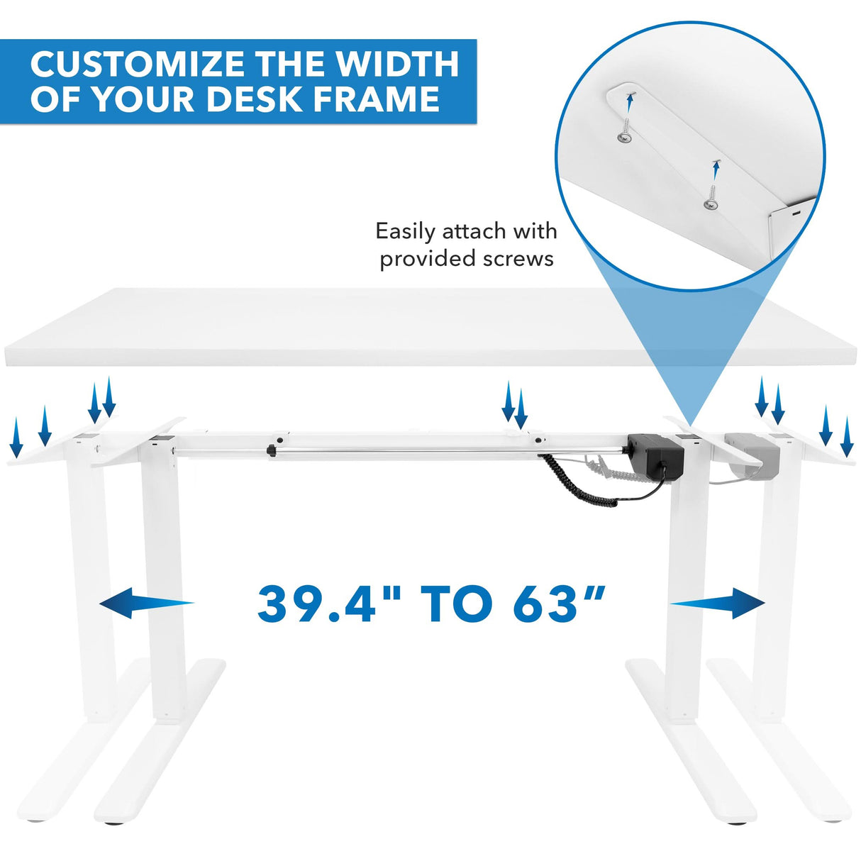 Electric Standing Desk with 55" Tabletop - White Base