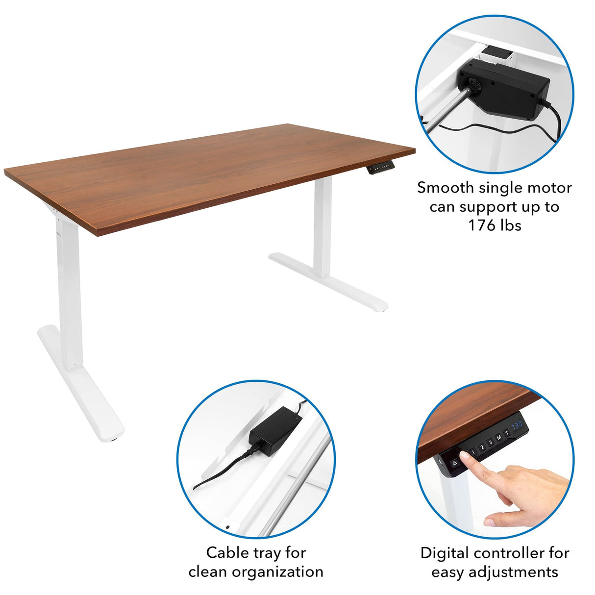 Electric Standing Desk with 55" Tabletop - White Base