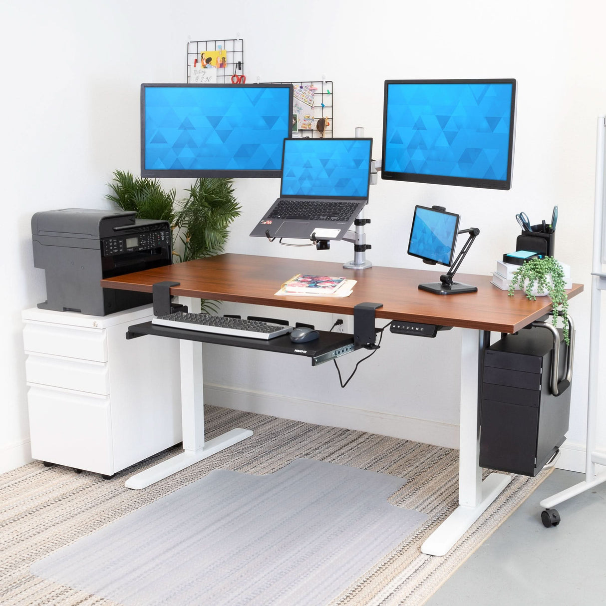 Electric Standing Desk with 55" Tabletop - White Base