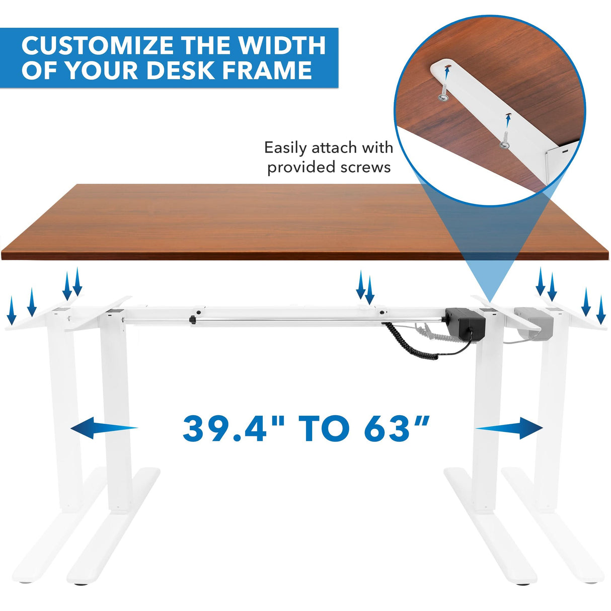 Electric Standing Desk with 55" Tabletop - White Base